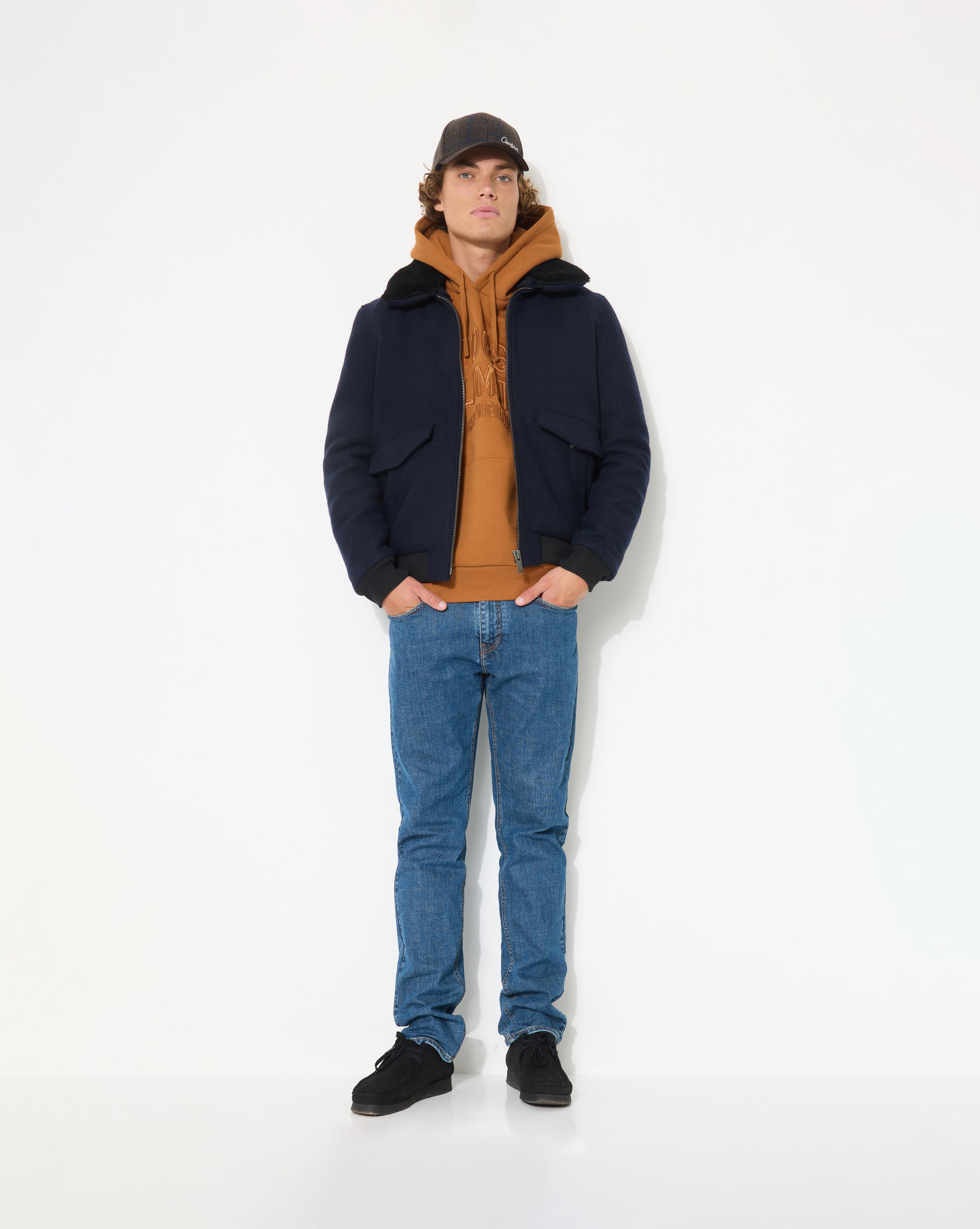 NAVY BLUE WOOL PILOT JACKET