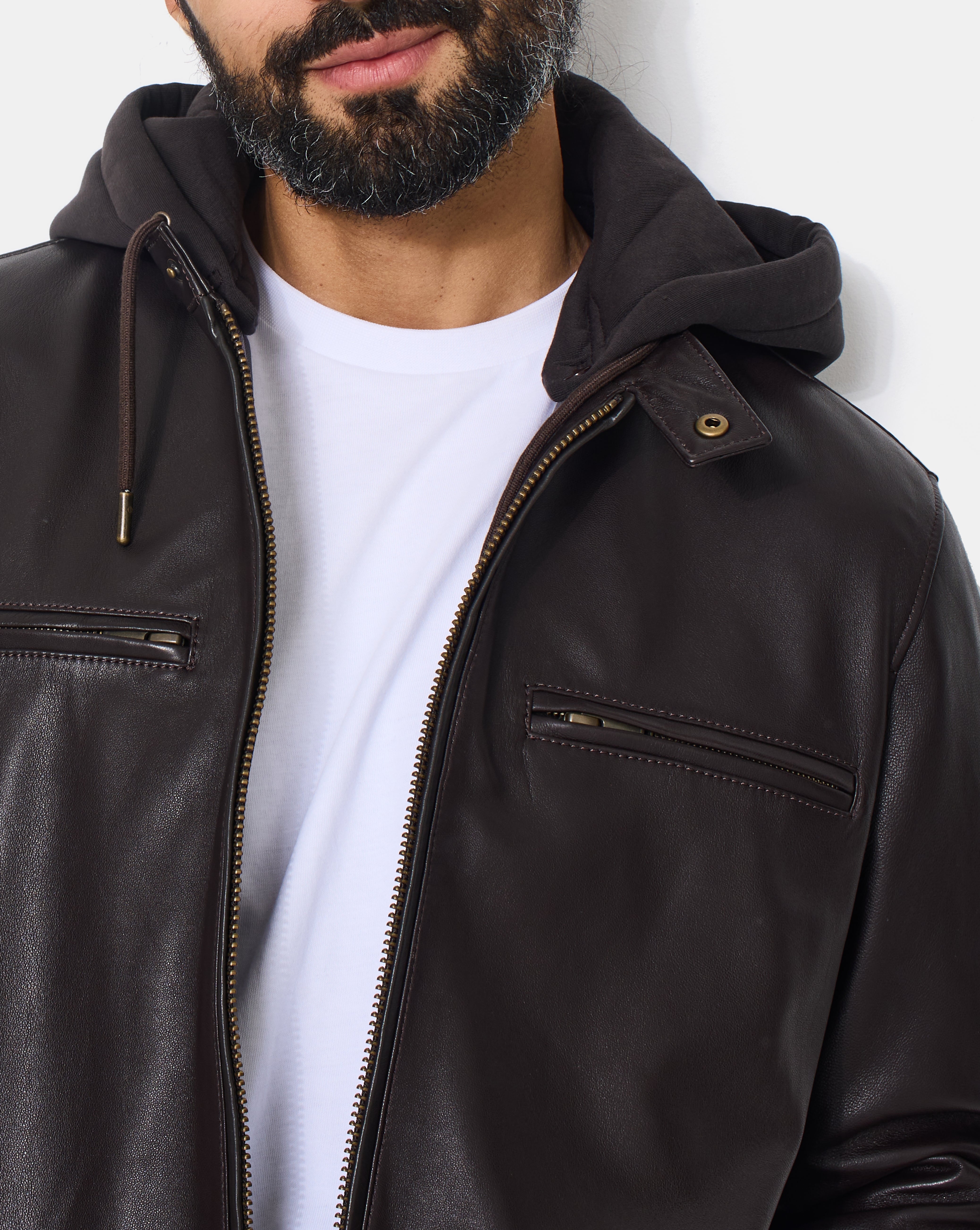 BLOUSON EN CUIR WHEEL MARRON