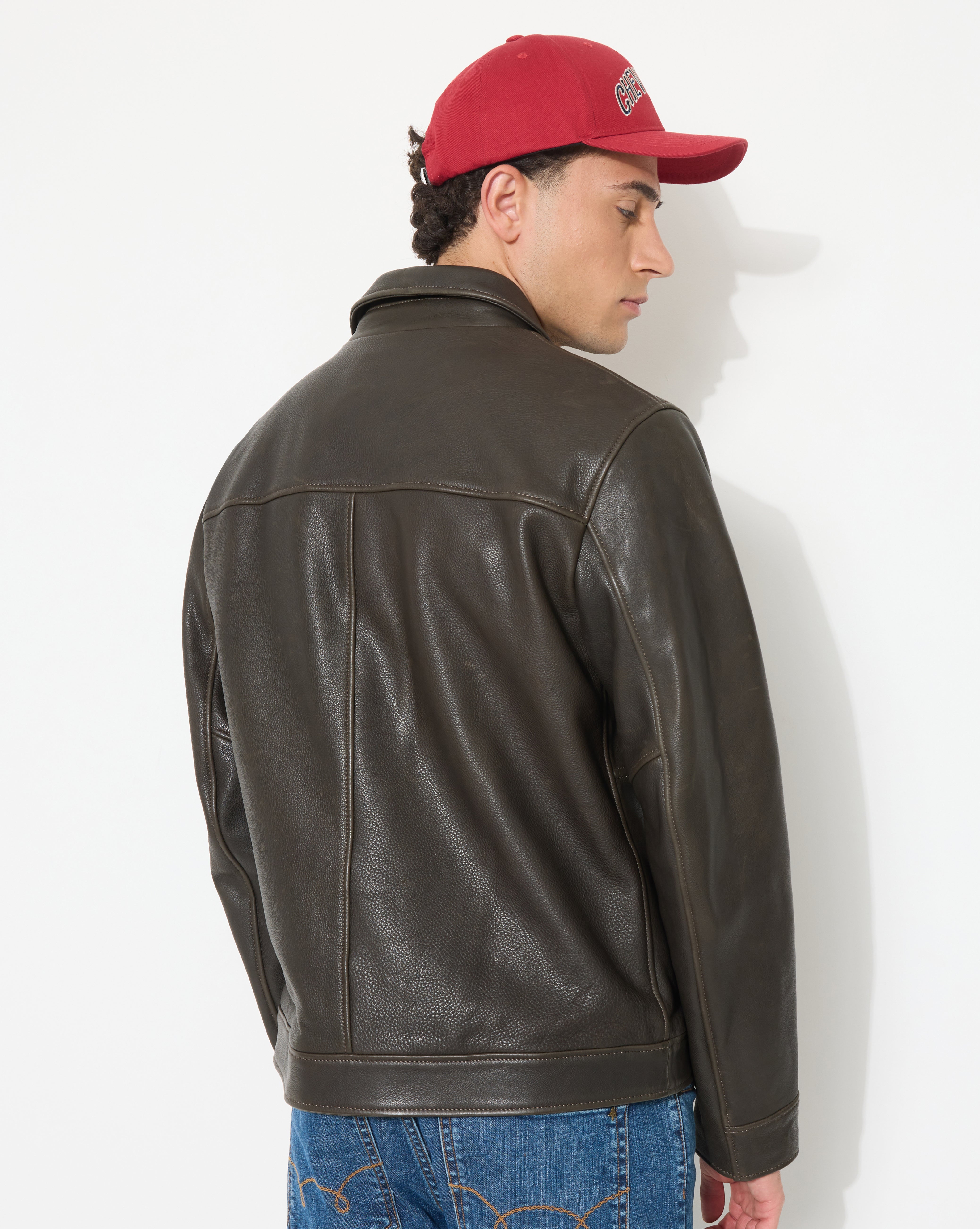 BROWN LEATHER MOTOR JACKET