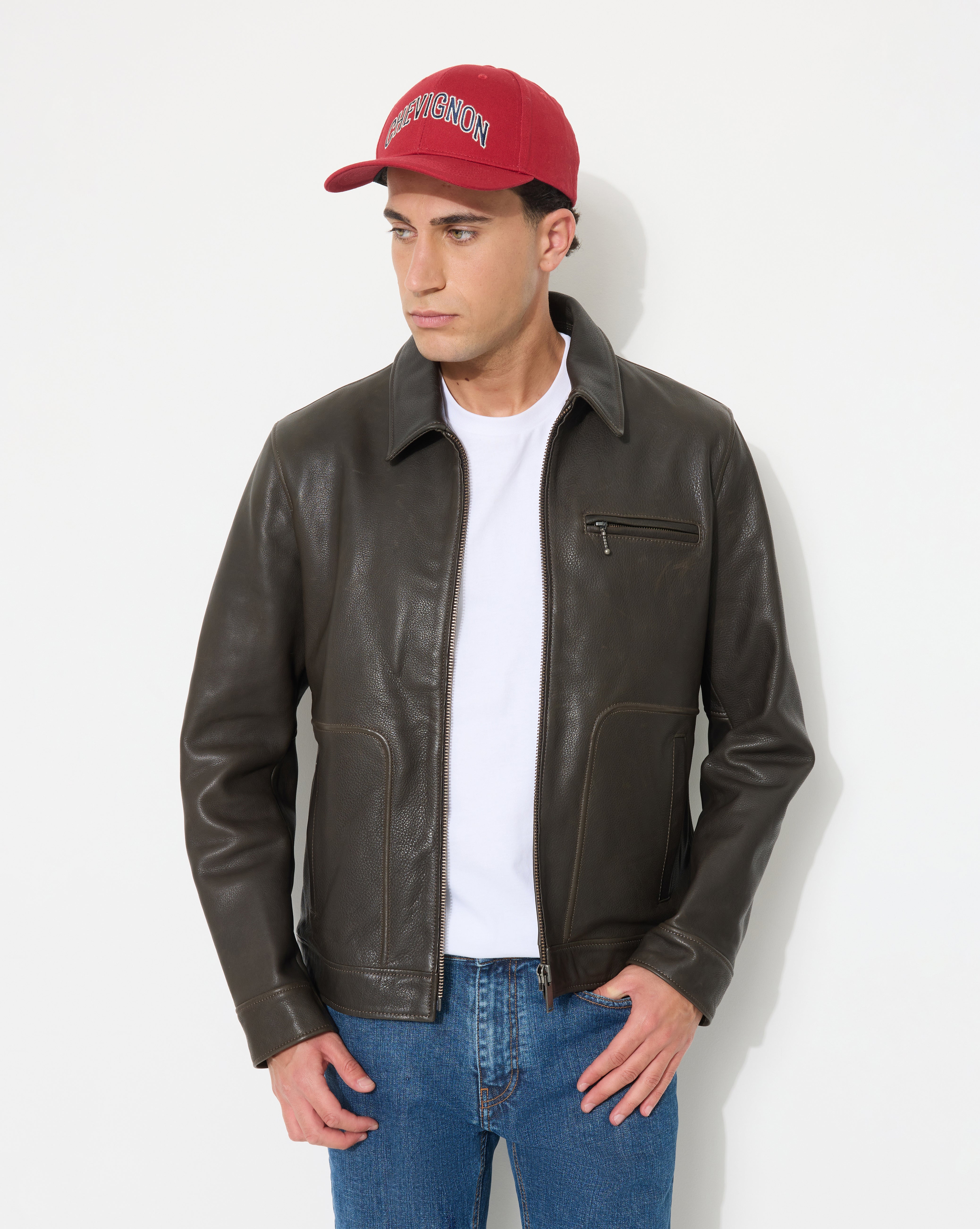 BROWN LEATHER MOTOR JACKET