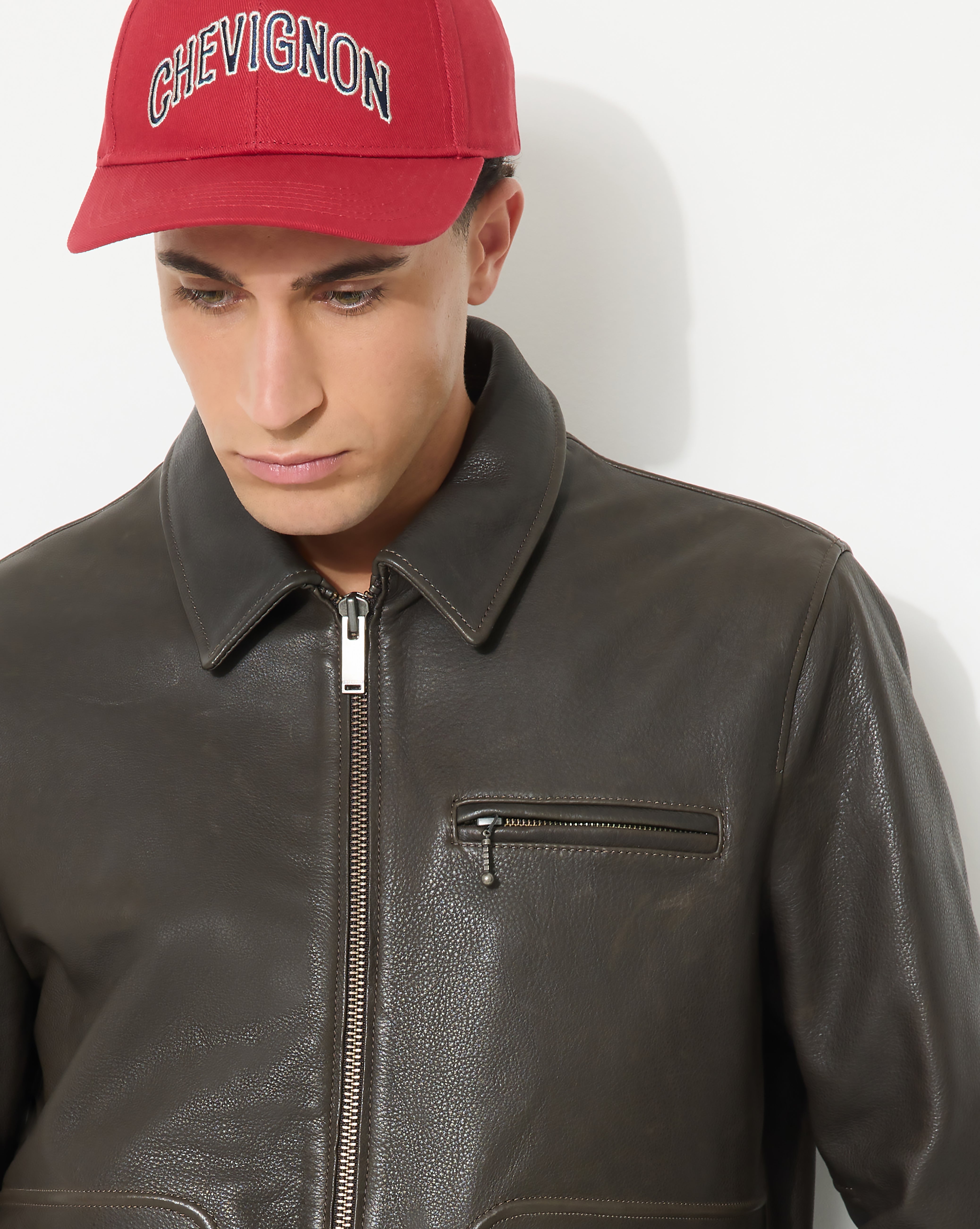 BROWN LEATHER MOTOR JACKET