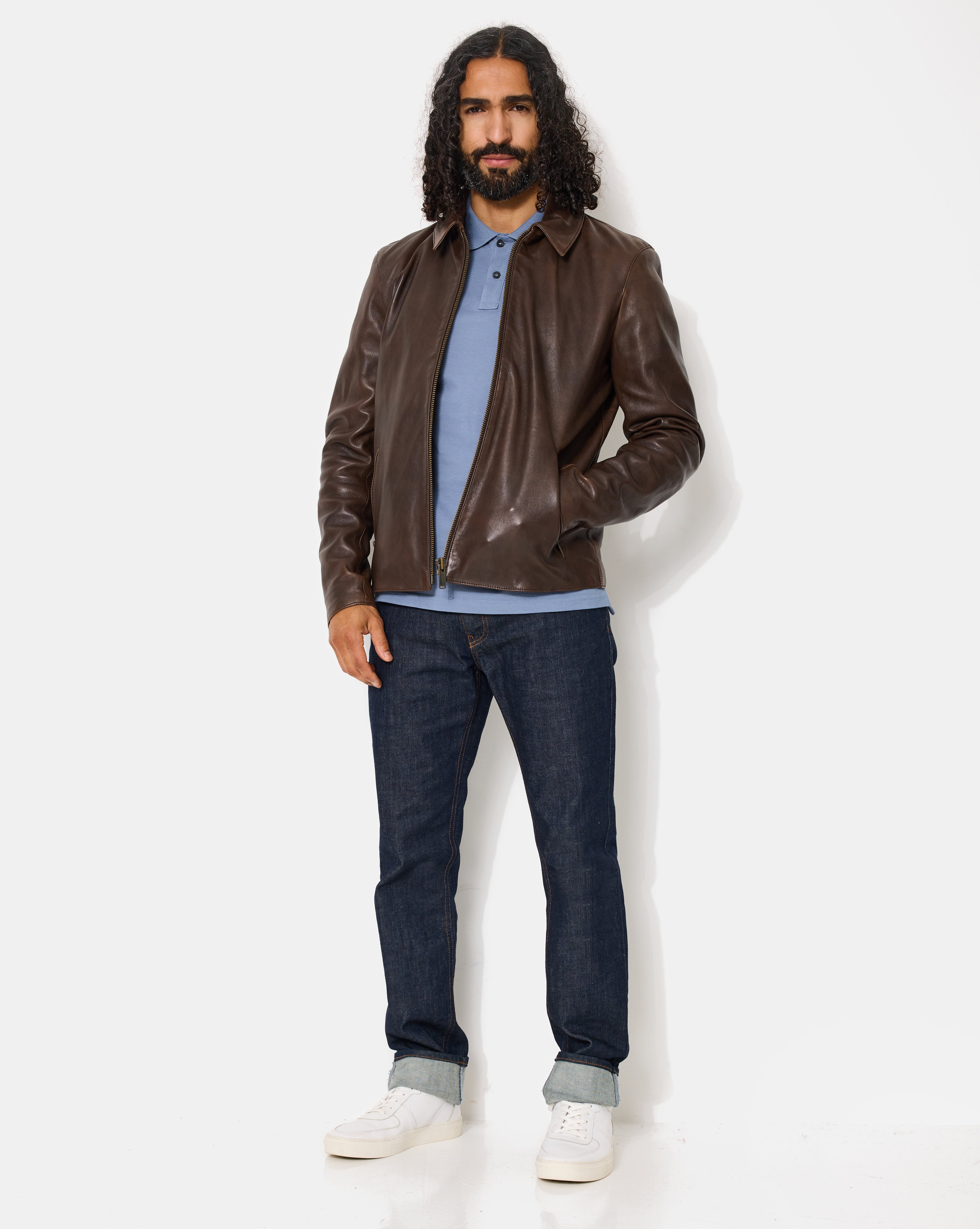 BLOUSON EN CUIR TROOPER MARRON