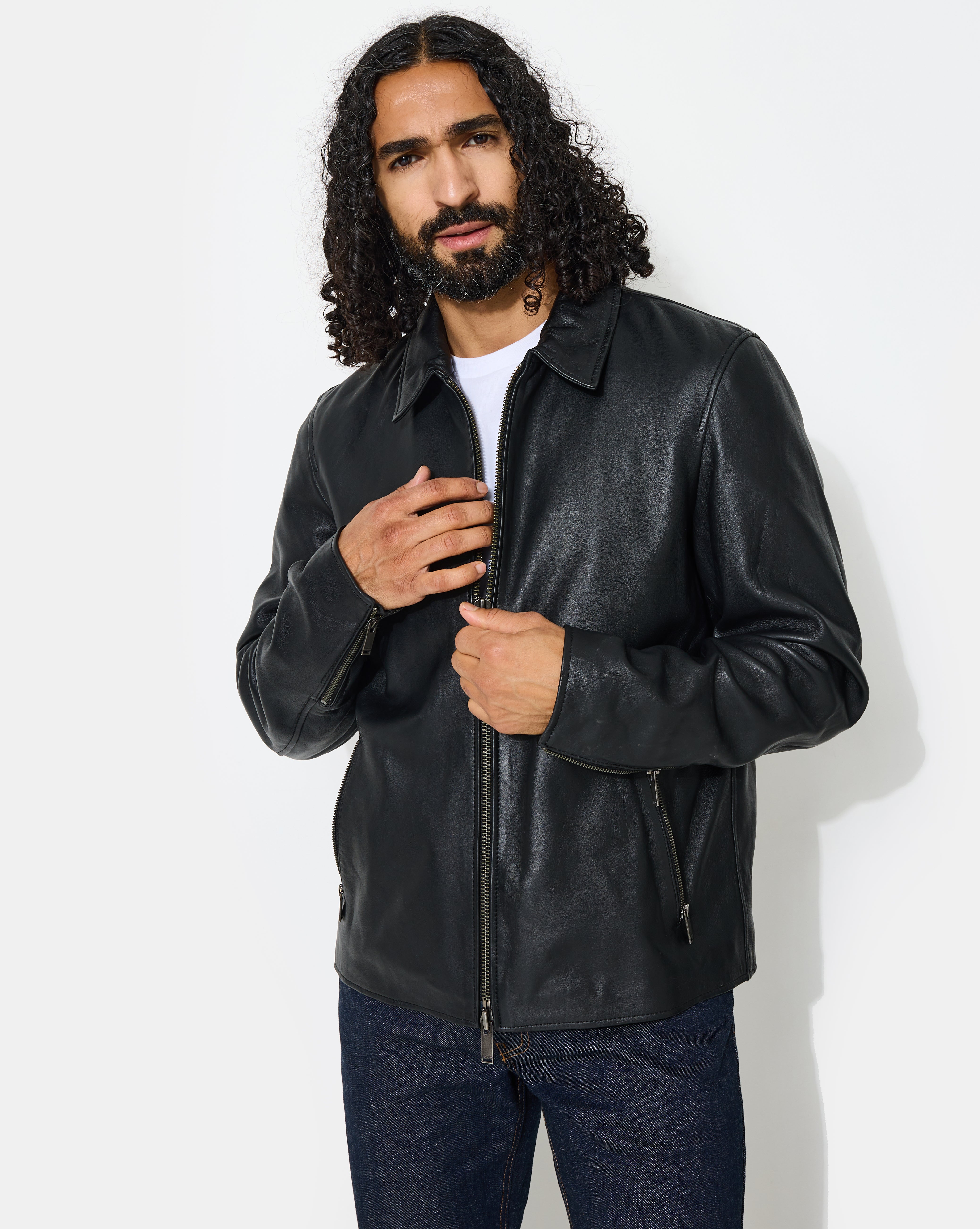 BLOUSON CUIR TROOPER NOIR HOMME - Chevignon