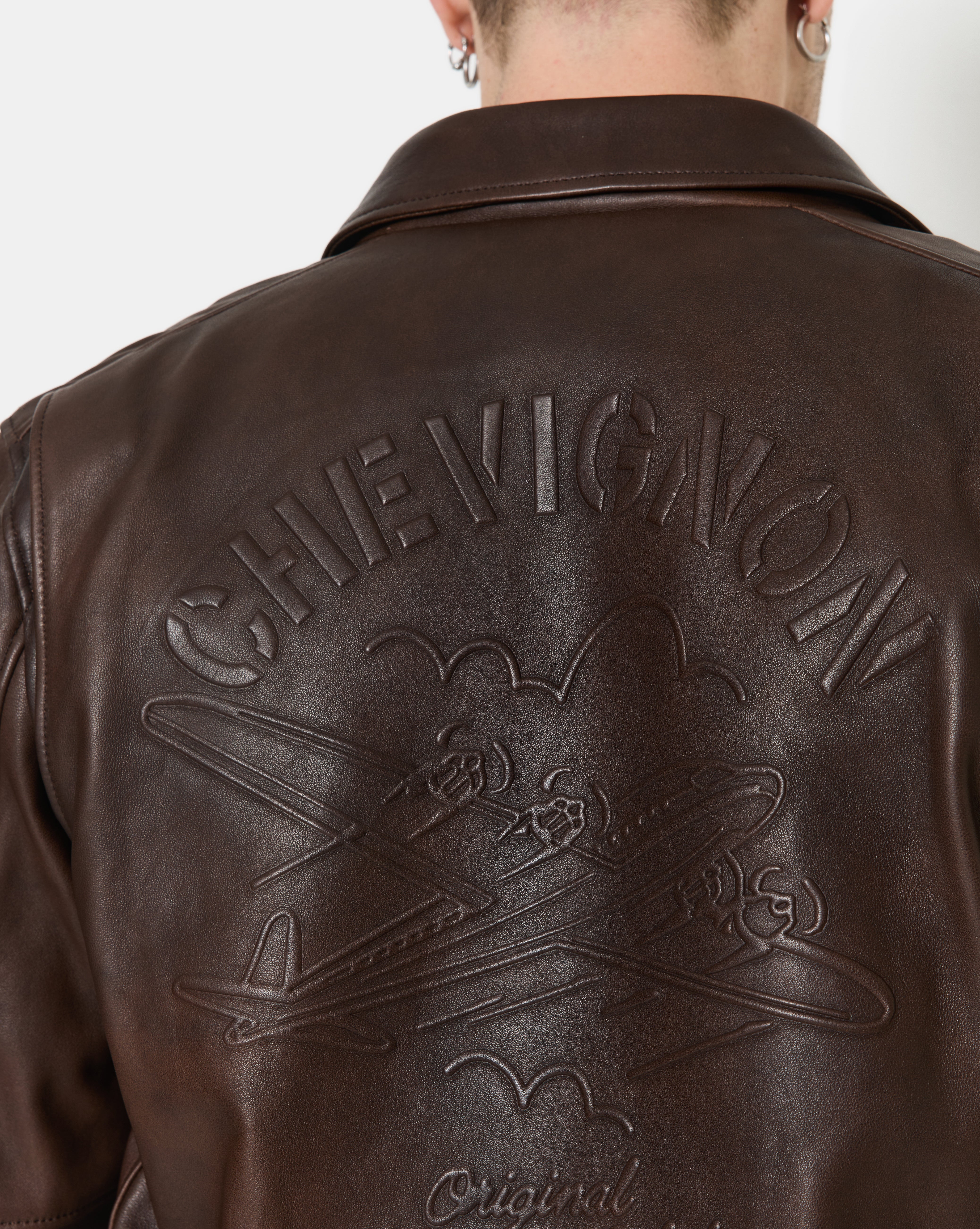 VESTE EN CUIR DWIGHT MARRON