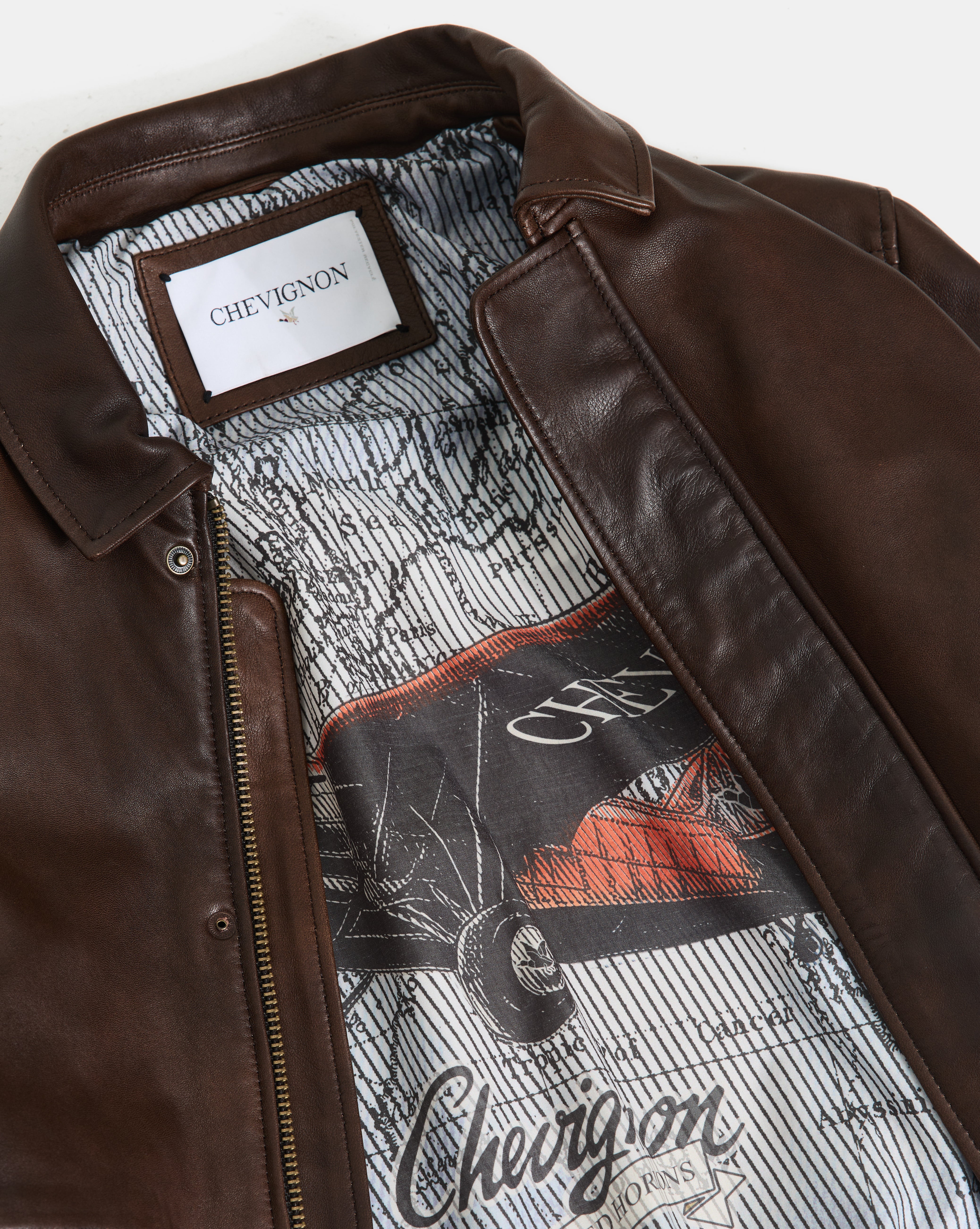 VESTE EN CUIR DWIGHT MARRON