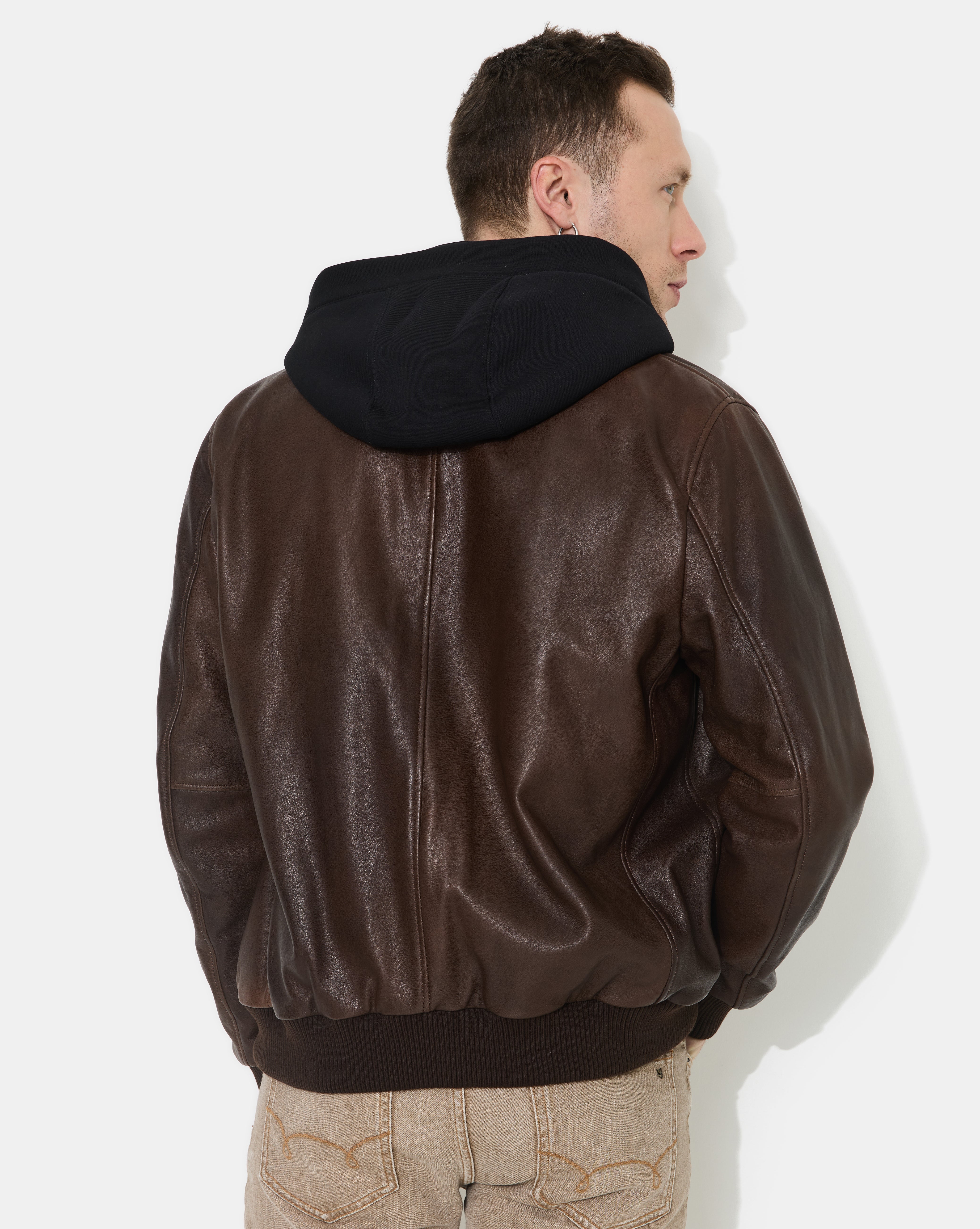 VESTE EN CUIR DJIBRIL MARRON