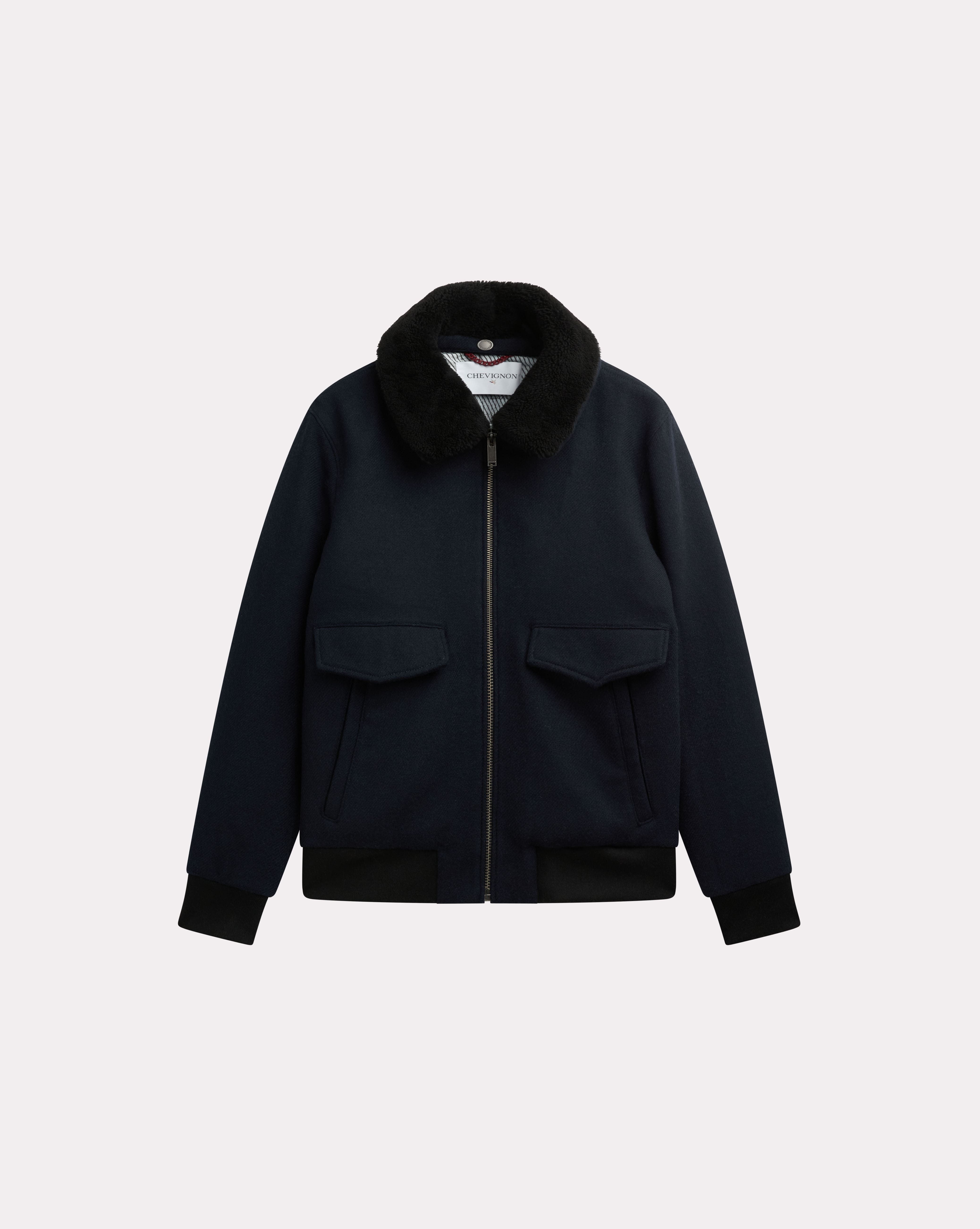 NAVY BLUE WOOL PILOT JACKET
