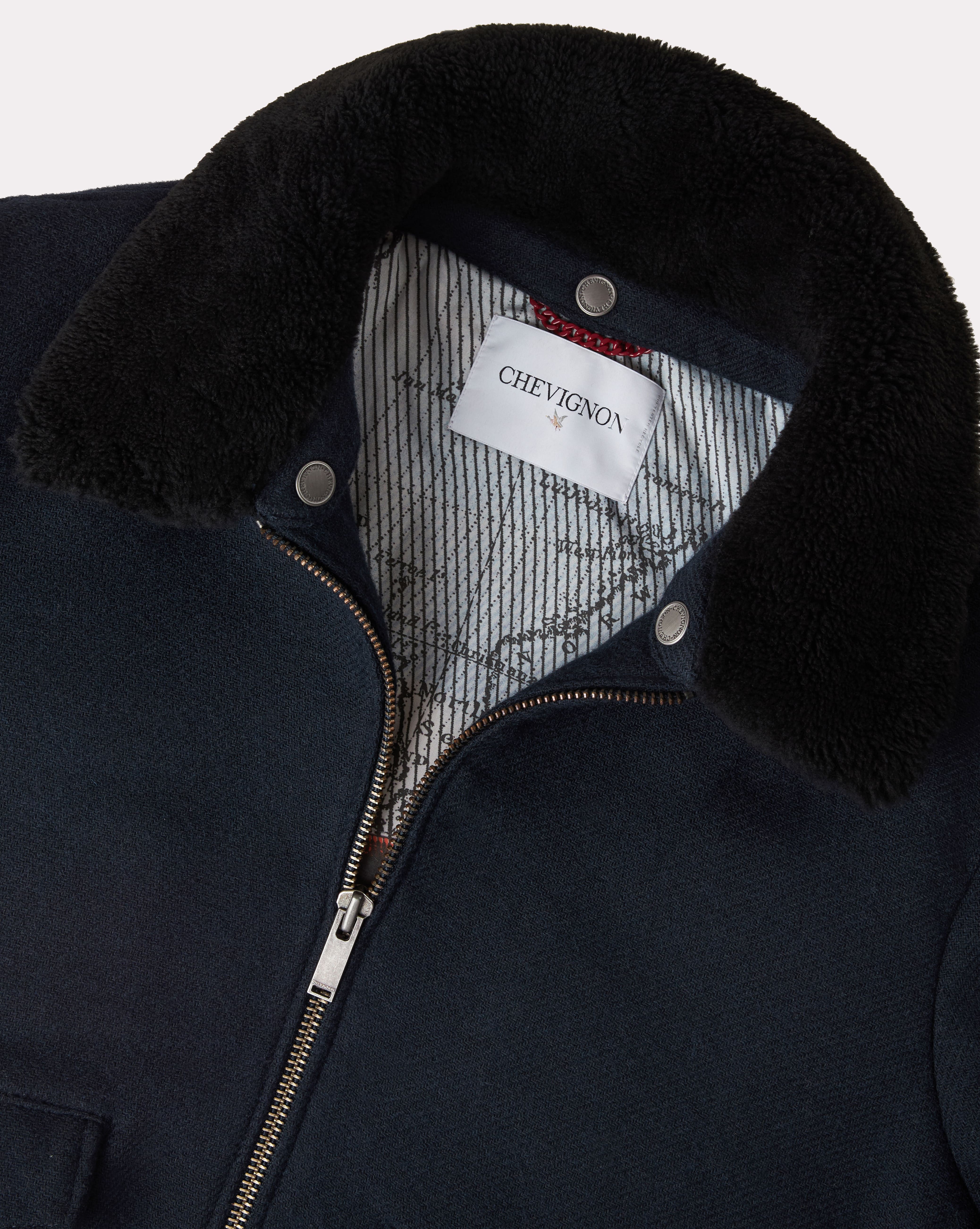 NAVY BLUE WOOL PILOT JACKET