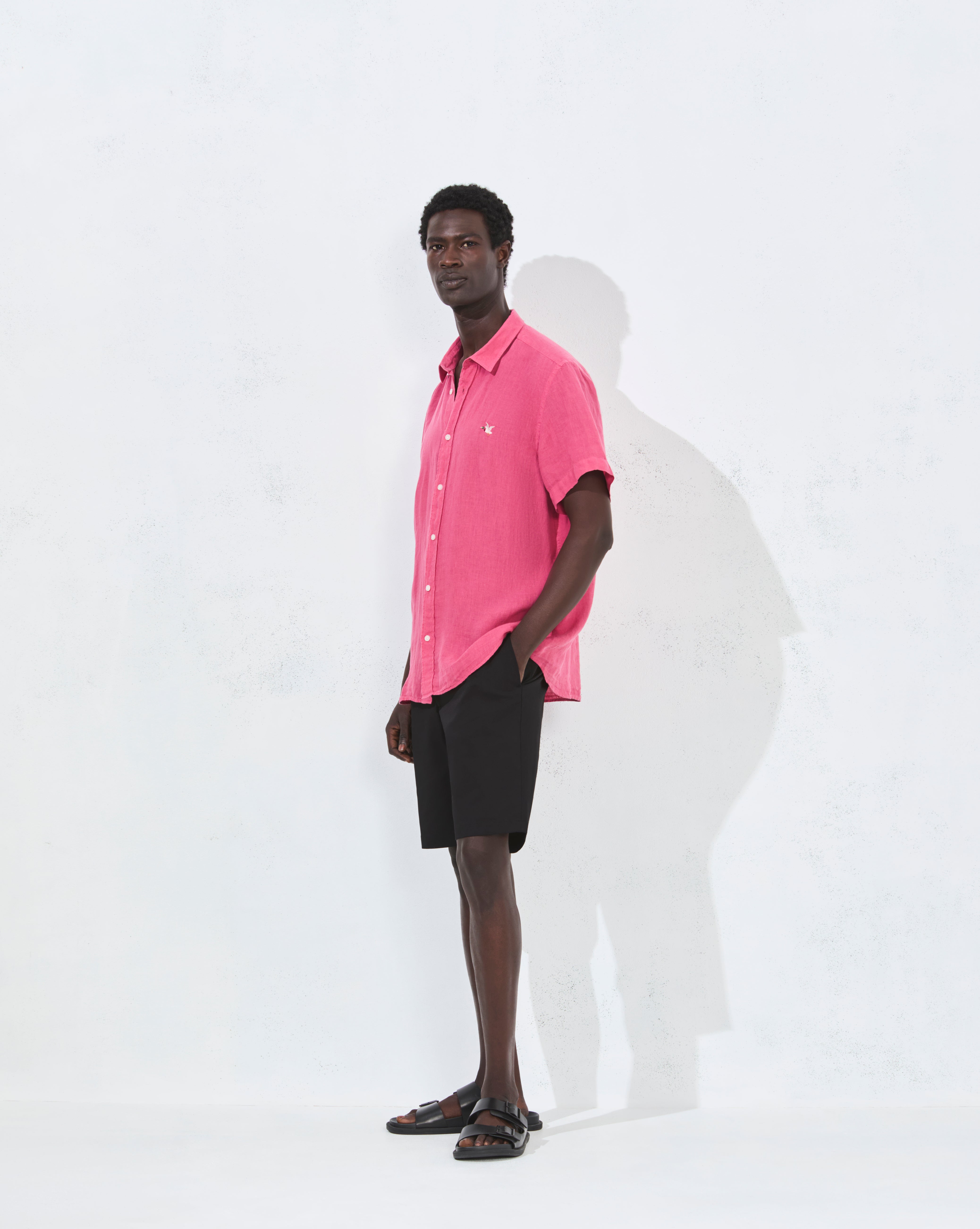 CHEMISE ORLANDO EN LIN ROSE