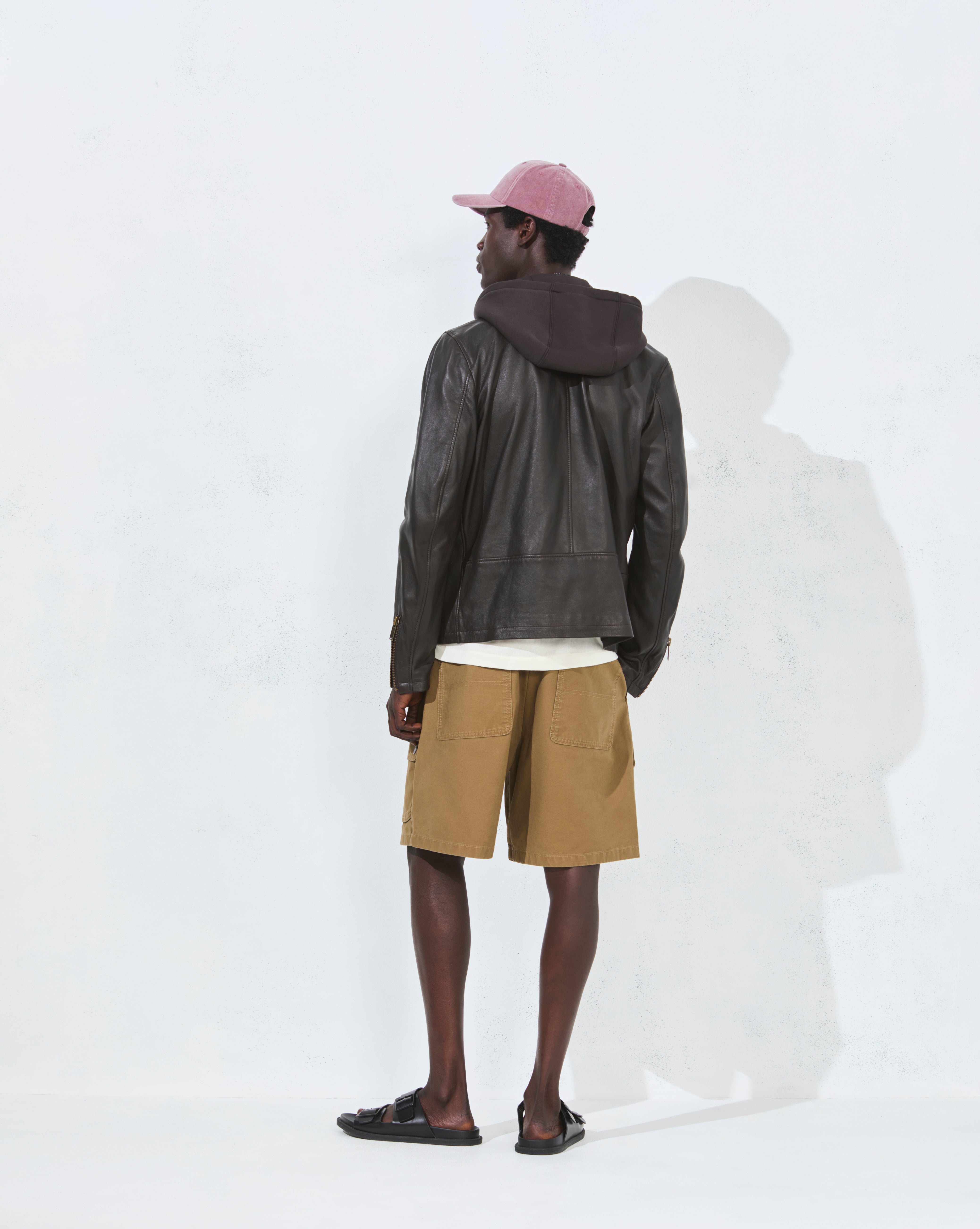 BLOUSON EN CUIR WHEEL MARRON