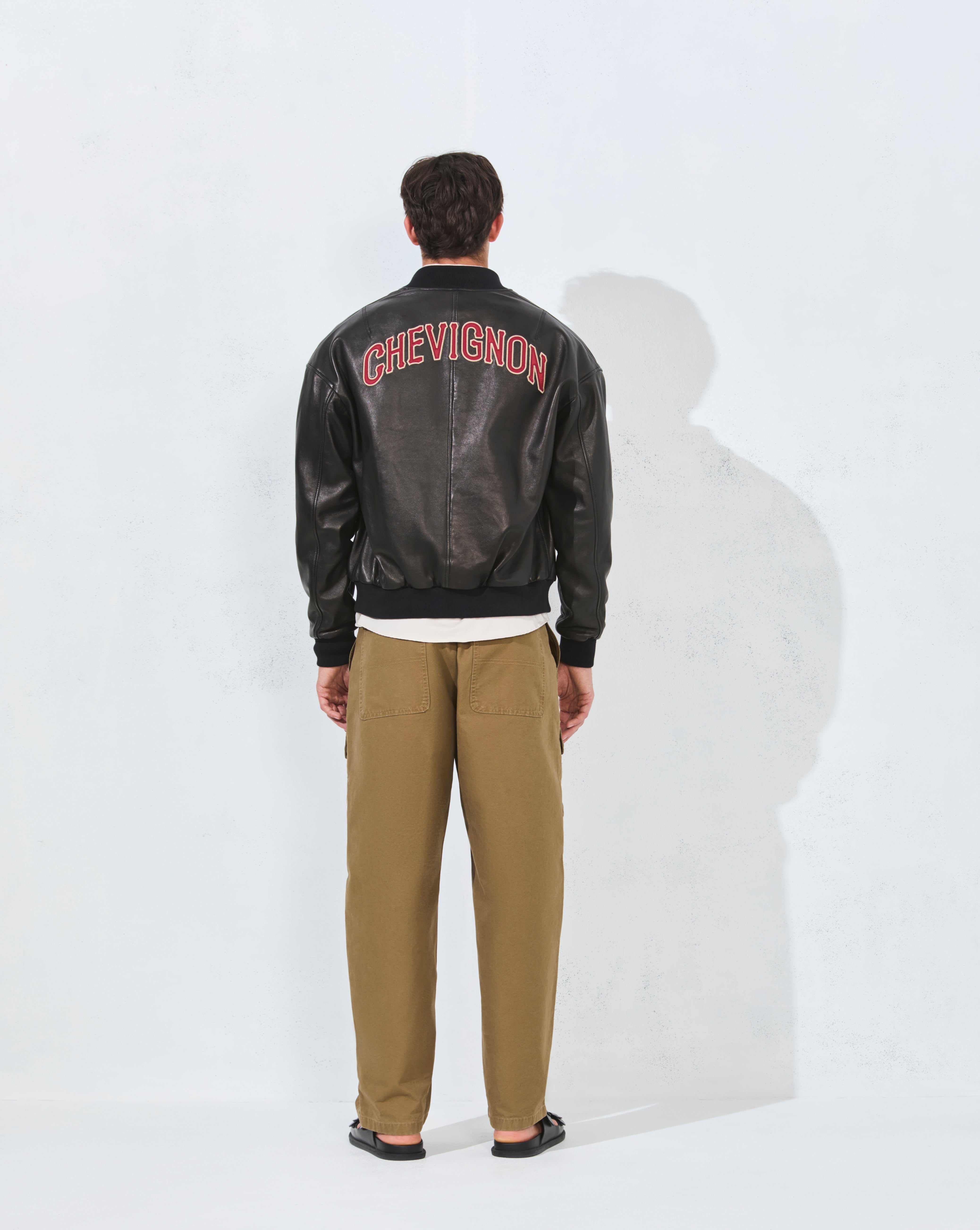 BLOUSON CUIR TEDDY 90 NOIR