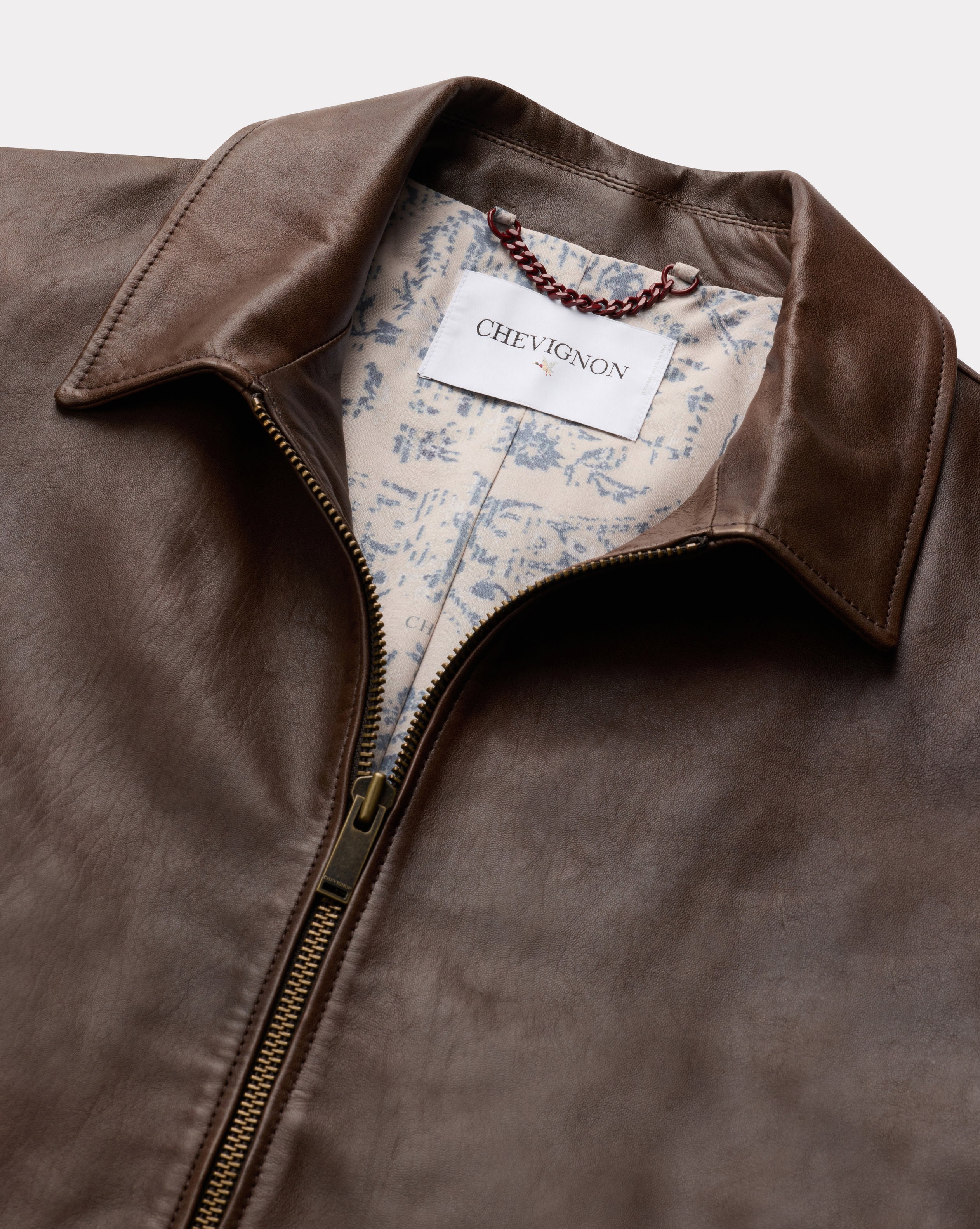 BLOUSON EN CUIR TROOPER MARRON