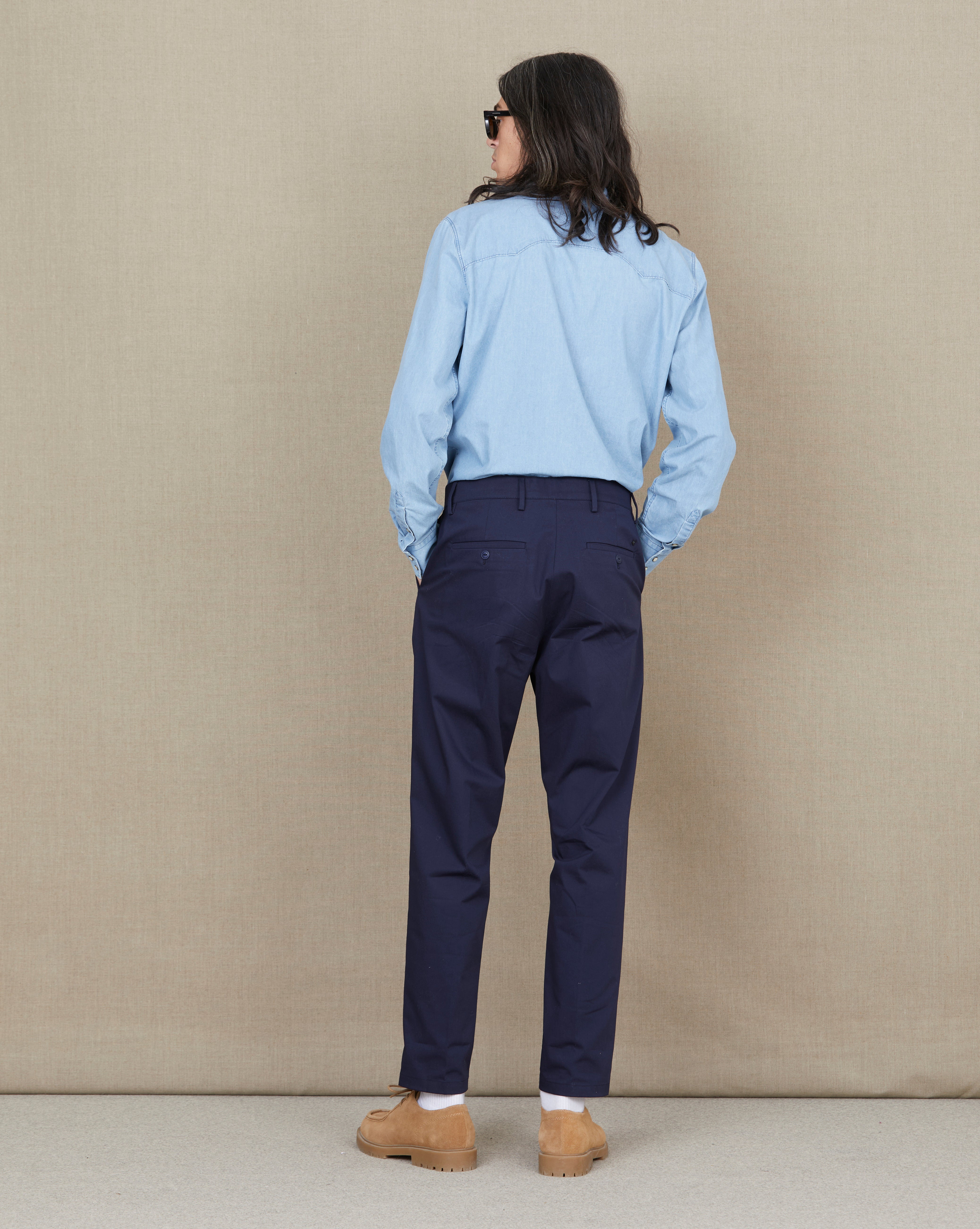 NAVY BLUE PLEAT PANTS