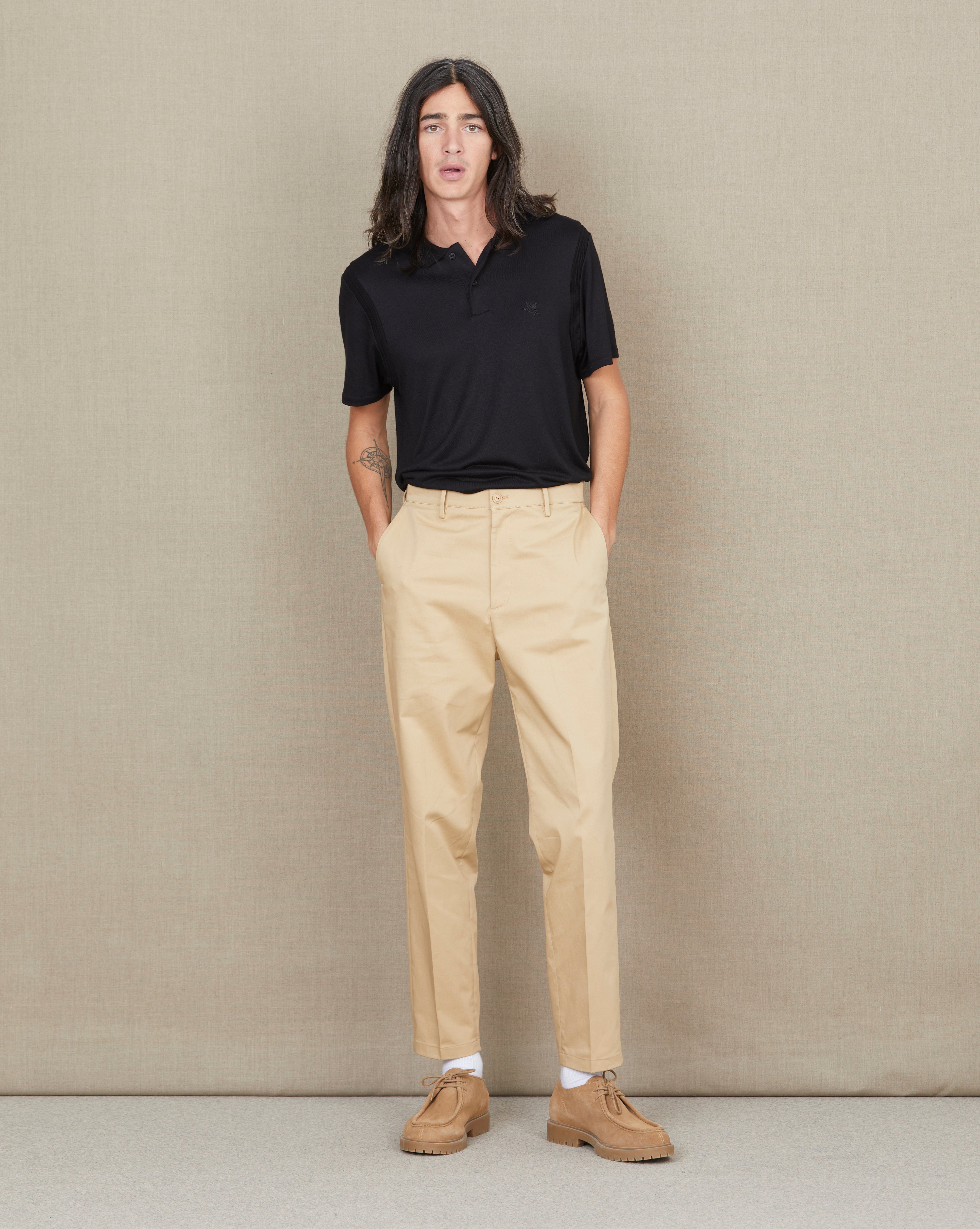 BEIGE PLEAT PANTS