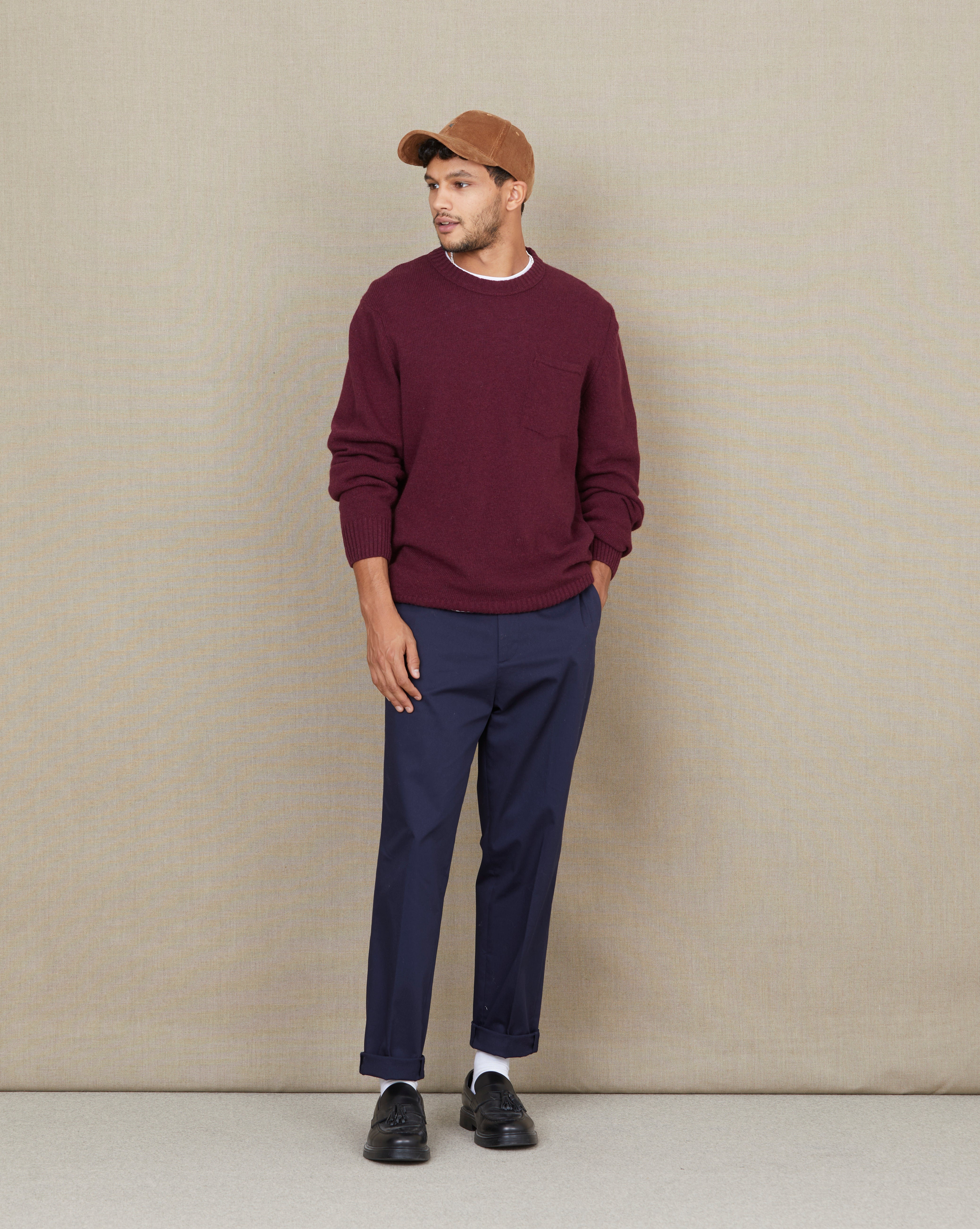 PULL POCKET WOOL BURGUNDY