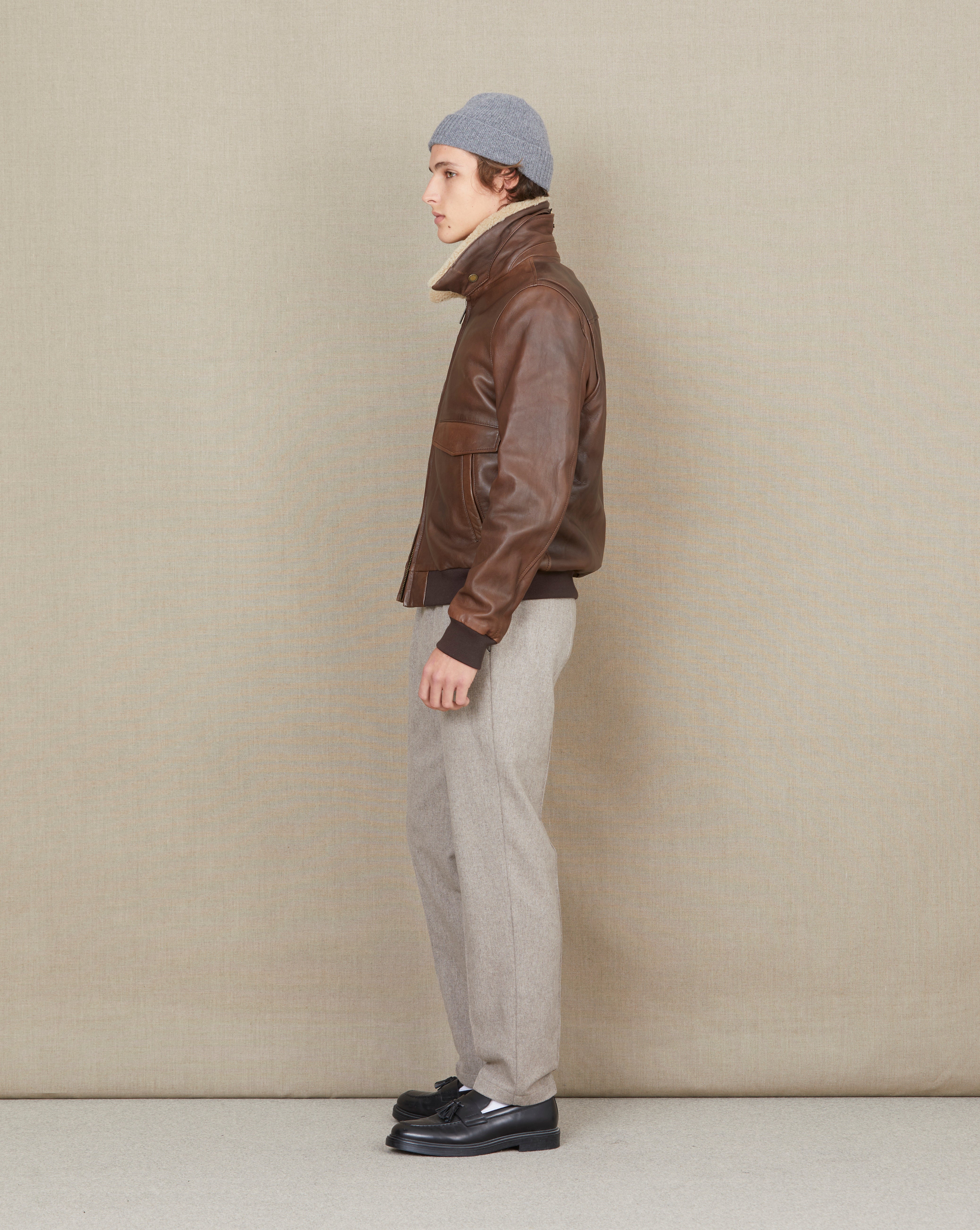 BROWN HILL LEATHER PILOT JACKET