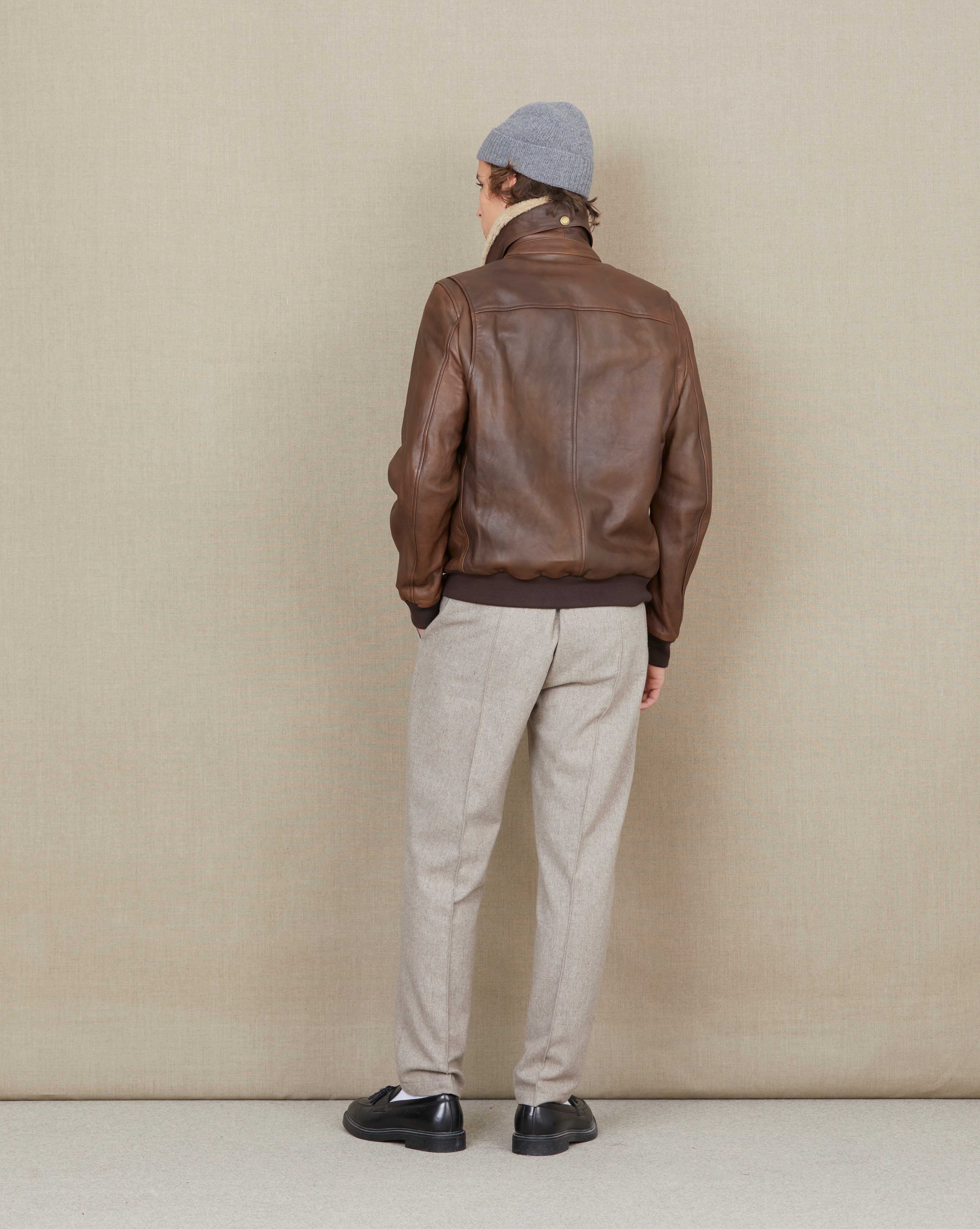 BROWN HILL LEATHER PILOT JACKET