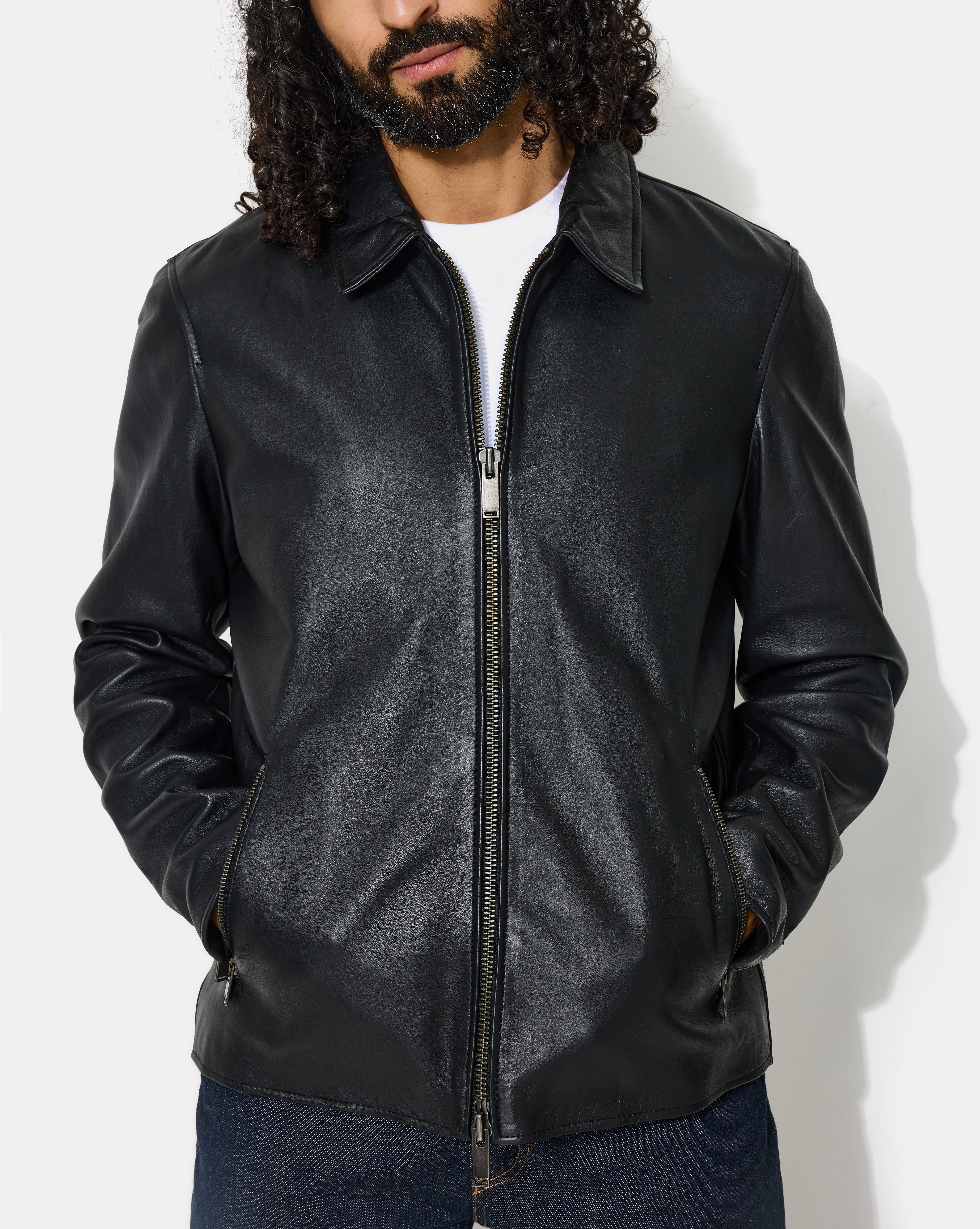BLOUSON CUIR TROOPER NOIR HOMME - Chevignon