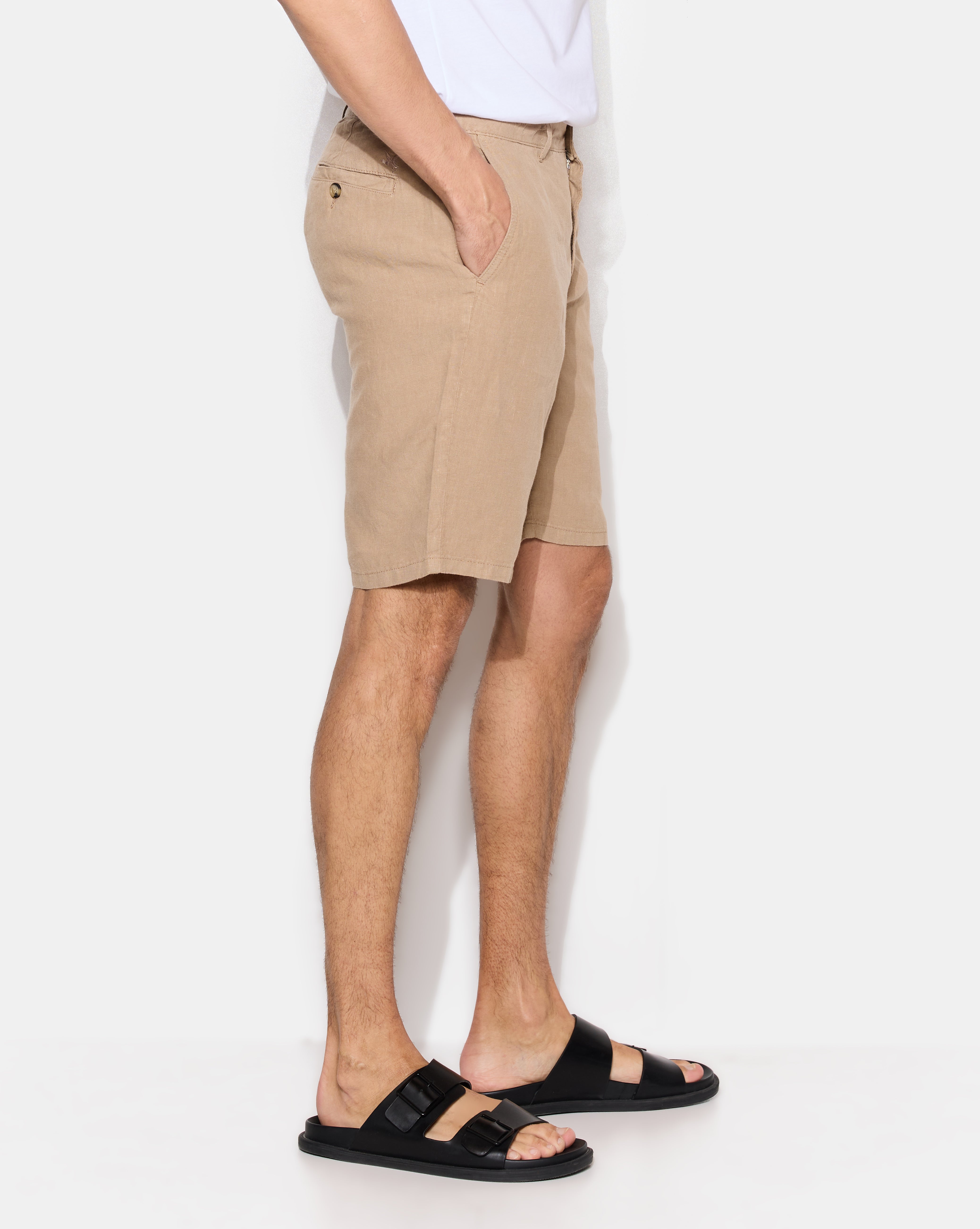 BEIGE LINEN SHORTS
