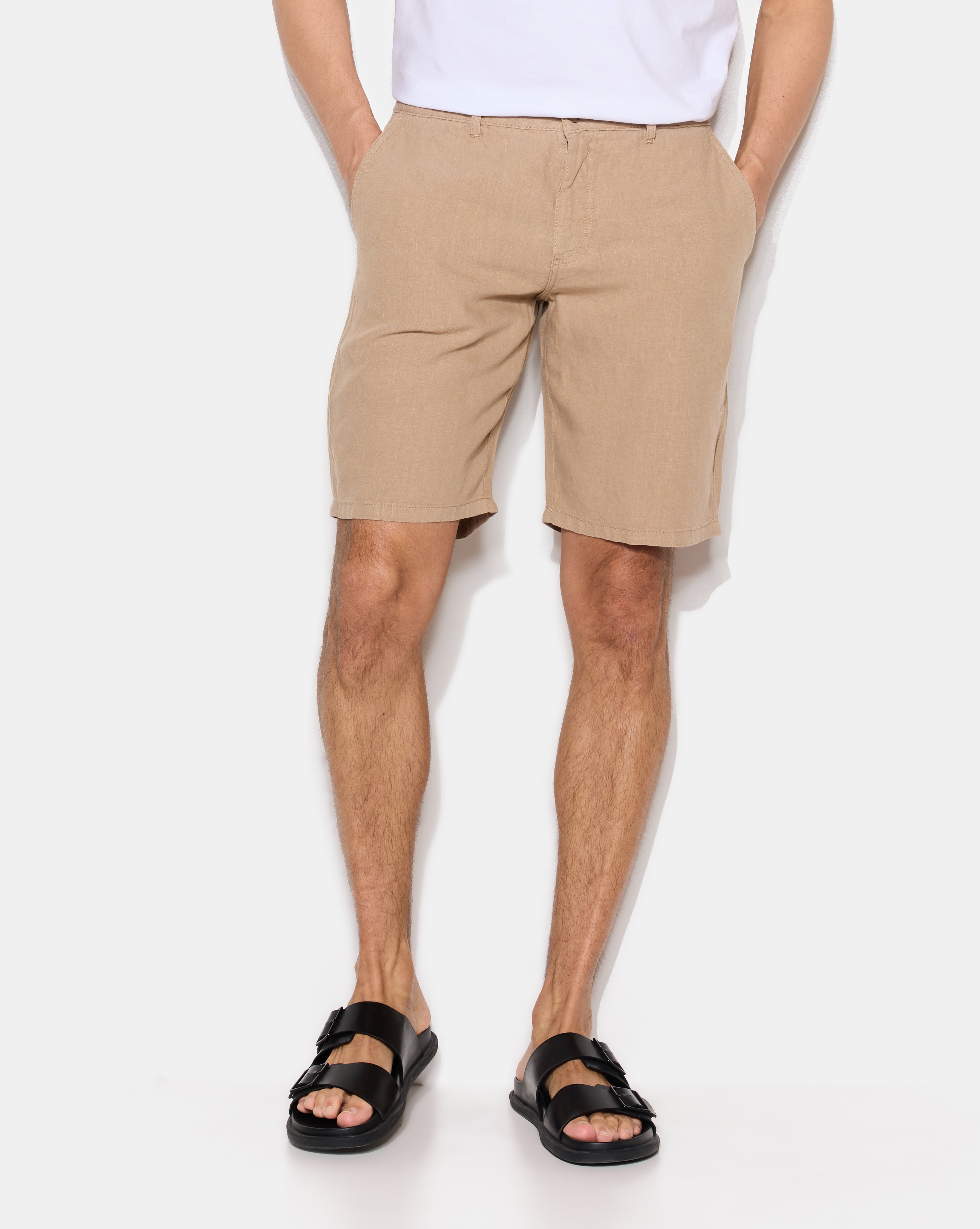 BEIGE LINEN SHORTS