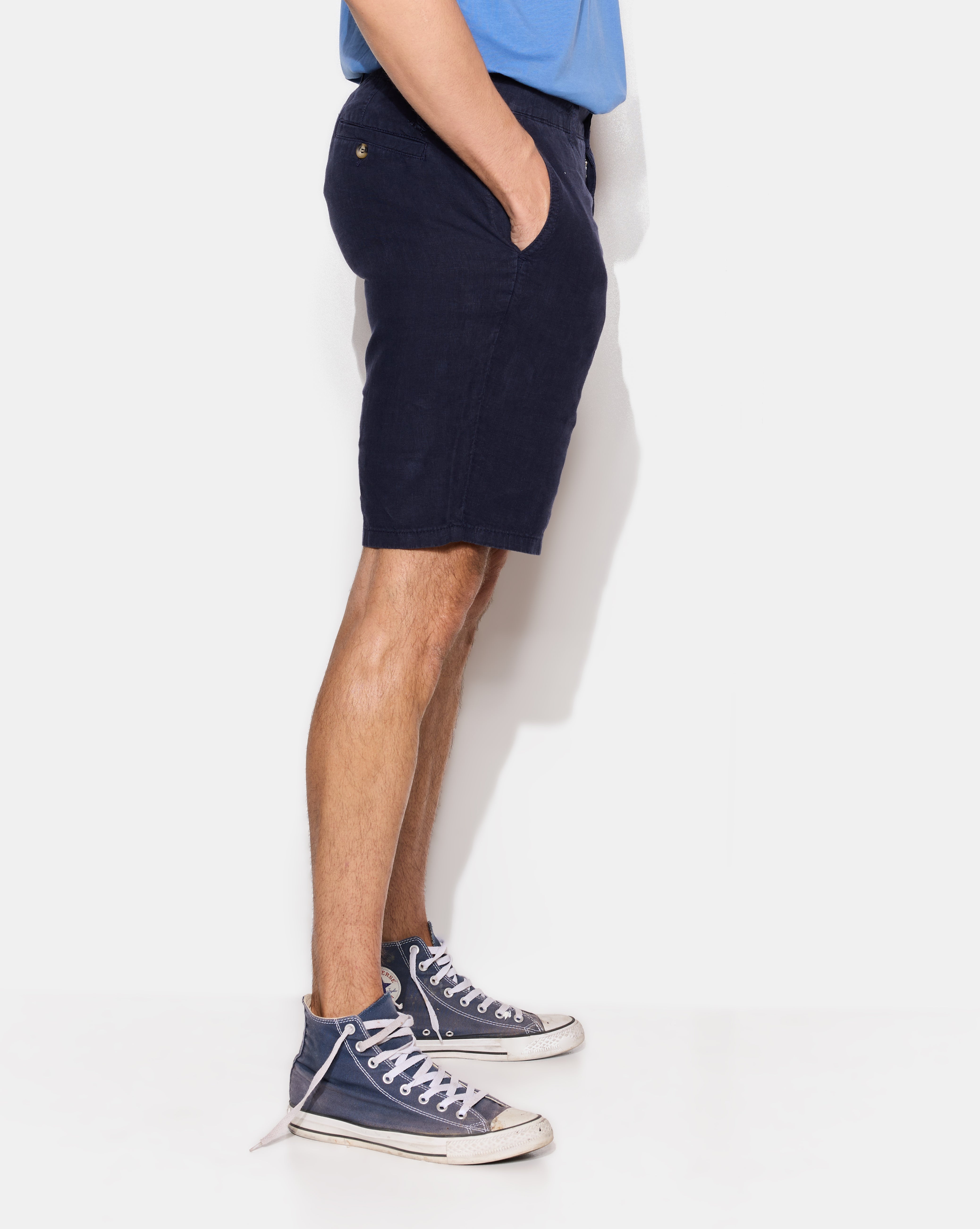 NAVY BLUE LINEN SHORTS