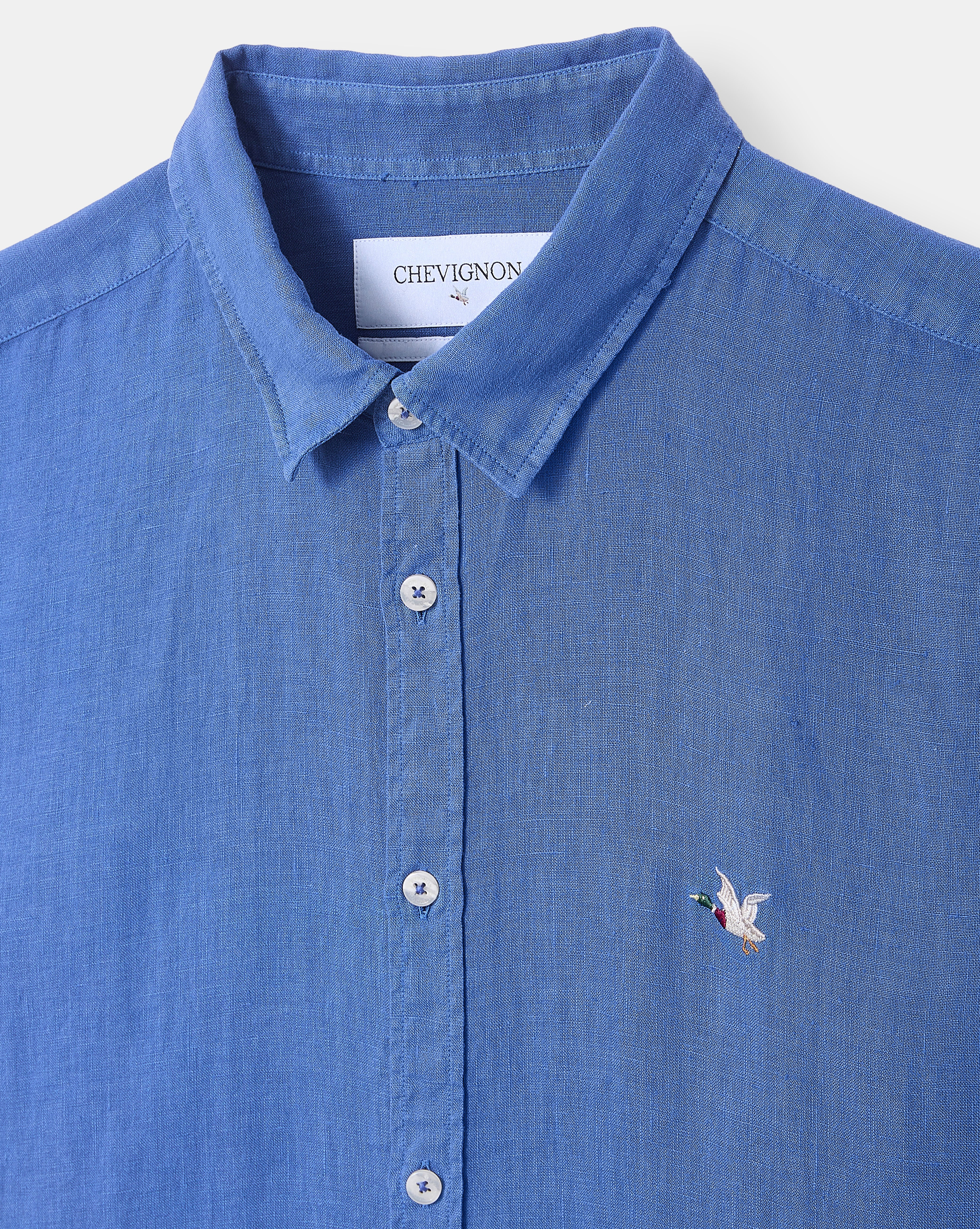 CHEMISE LINO MC BLEU