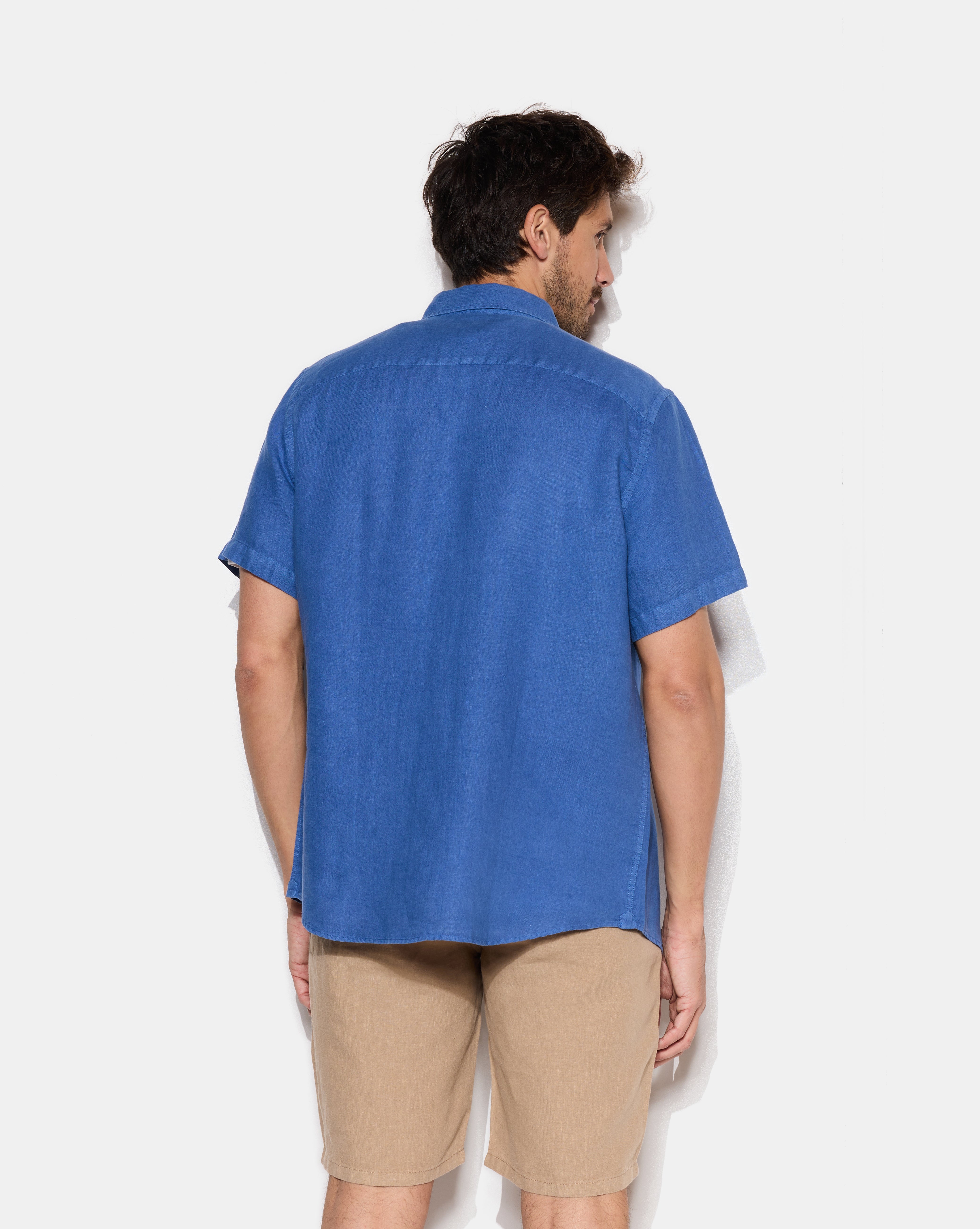 CHEMISE LINO MC BLEU