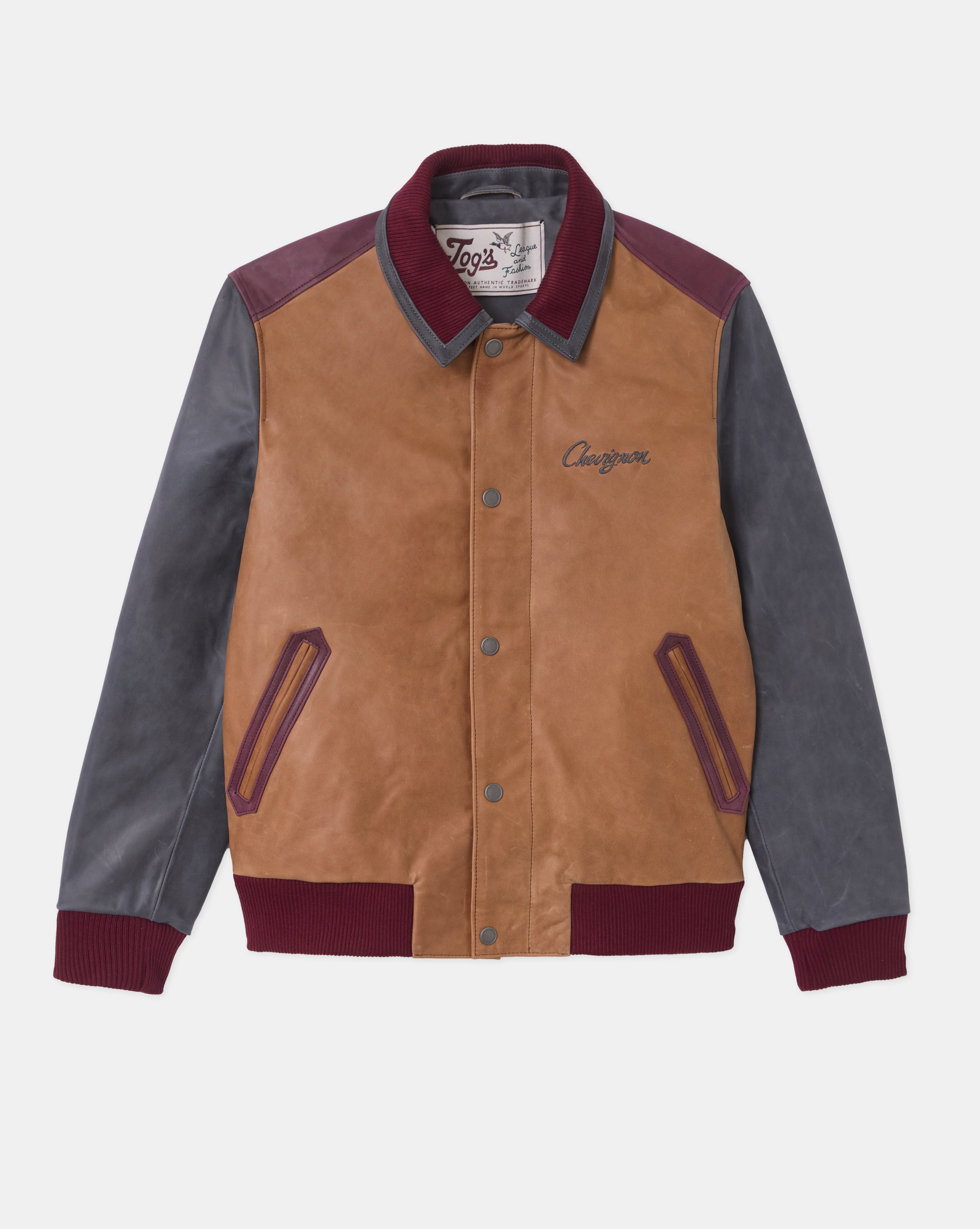 chevignonハンティングジャケット BROWN LEATHER PILOT JACKET - Chevignon