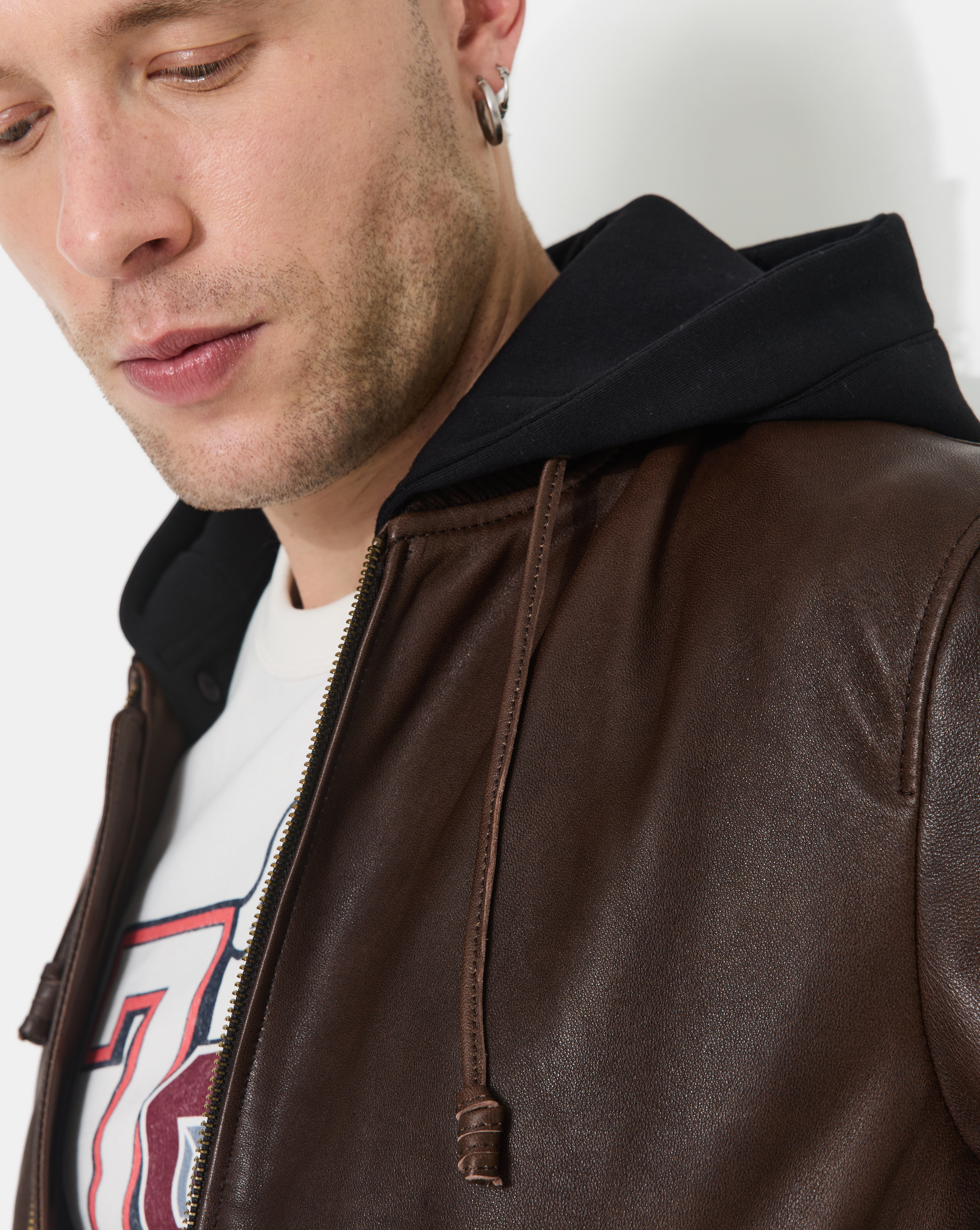 VESTE EN CUIR DJIBRIL MARRON