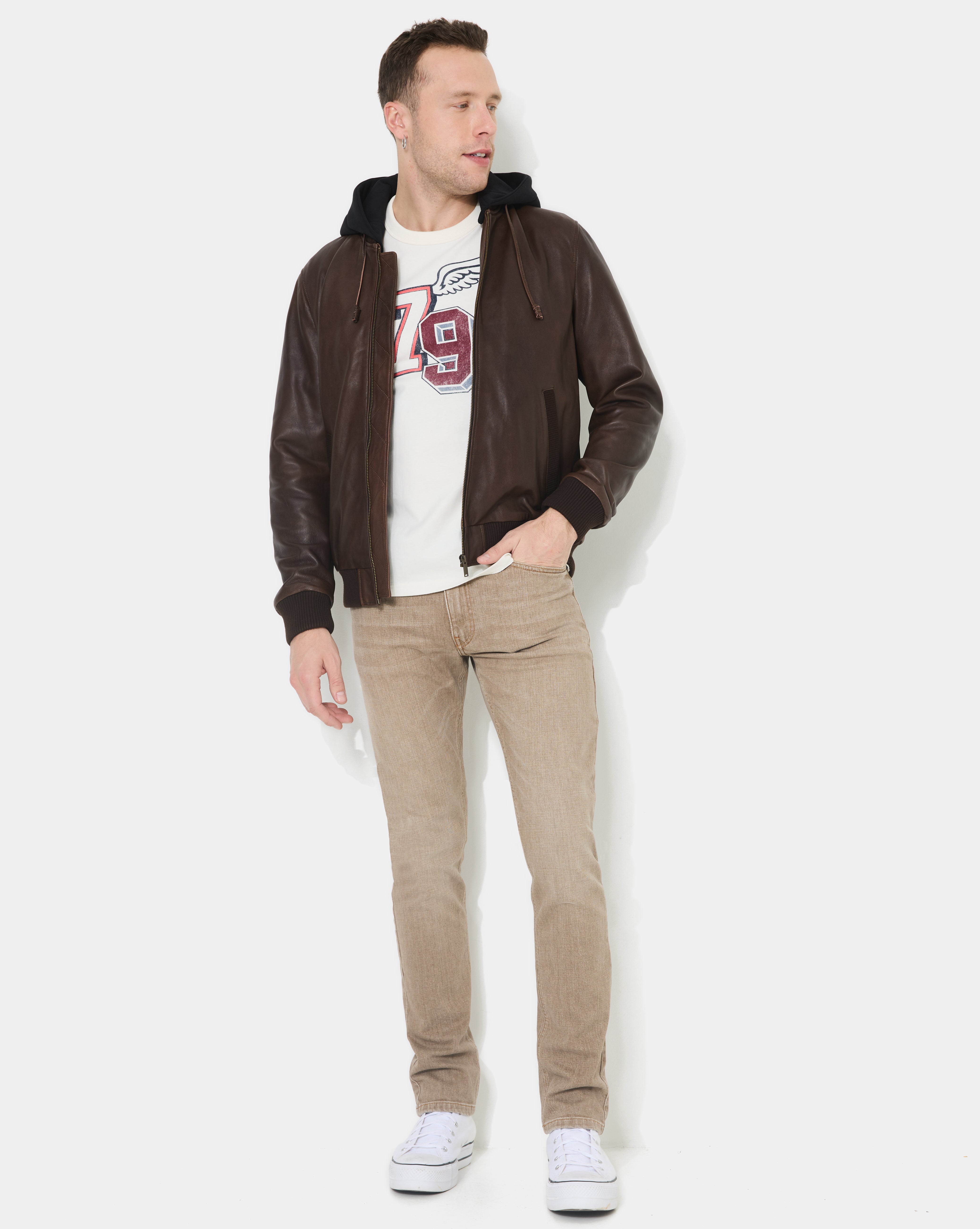 VESTE EN CUIR DJIBRIL MARRON