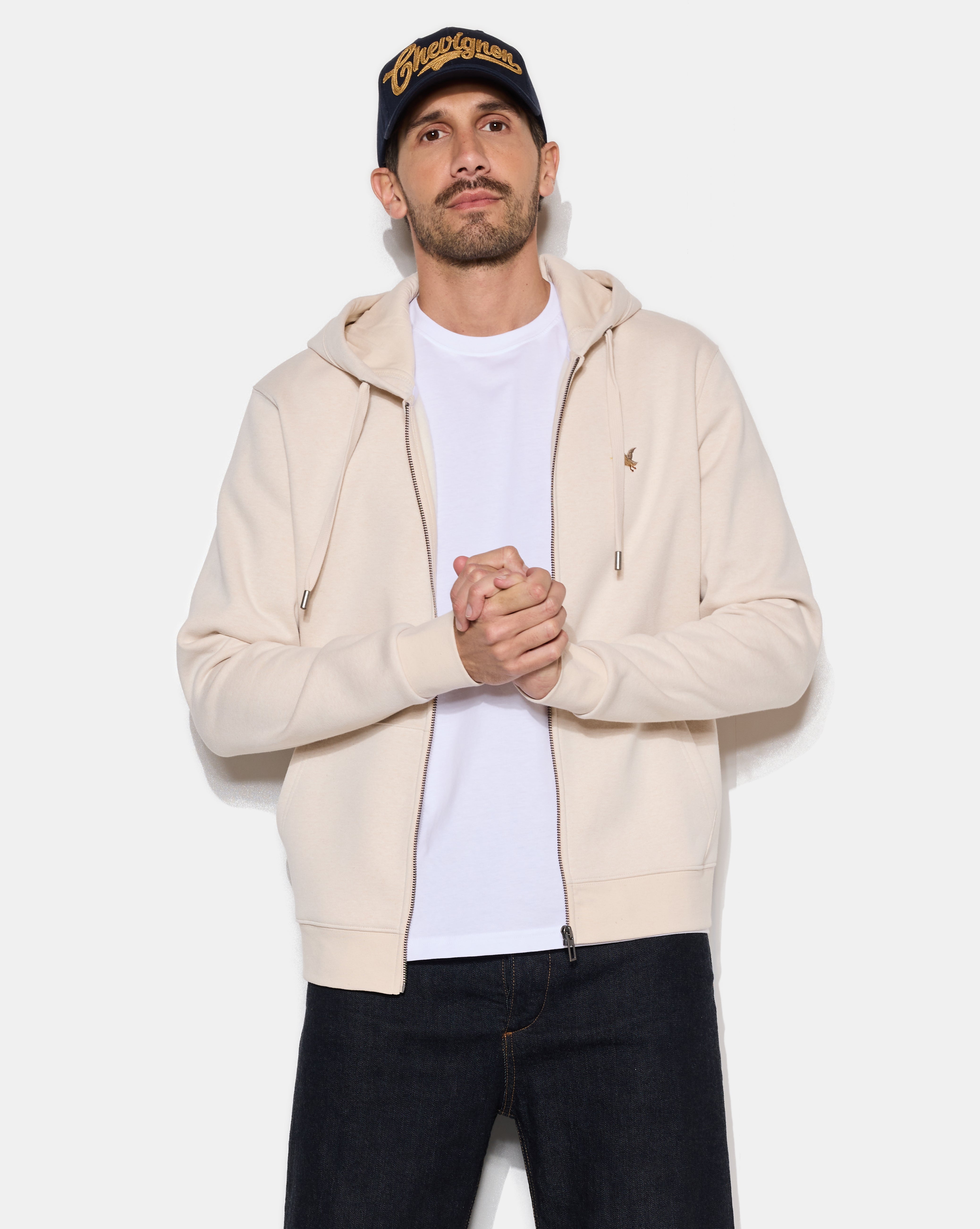 SWEATSHIRT CITY HOOD ZIPPE BEIGE