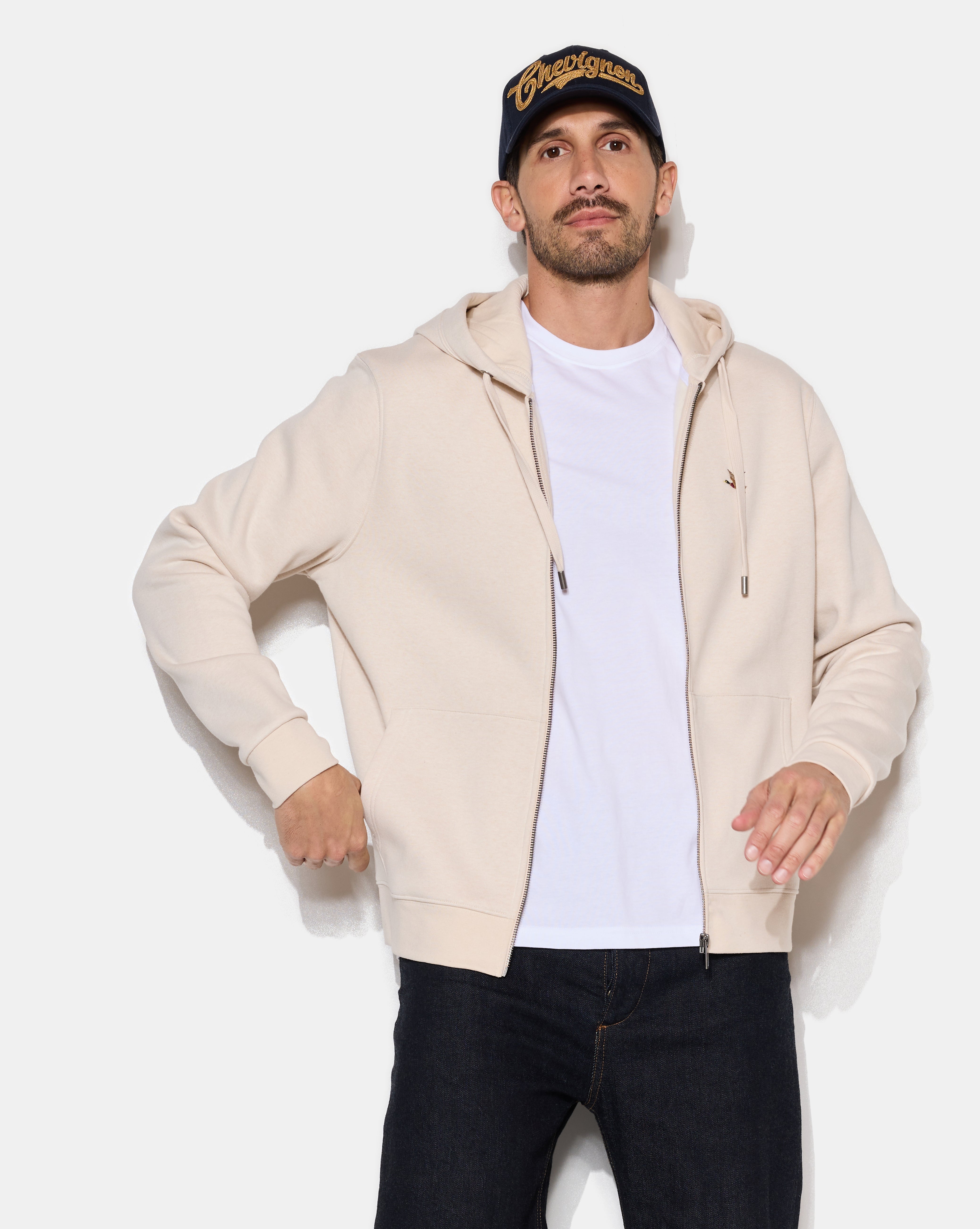 BEIGE CITY HOODED SWEATSHIRT