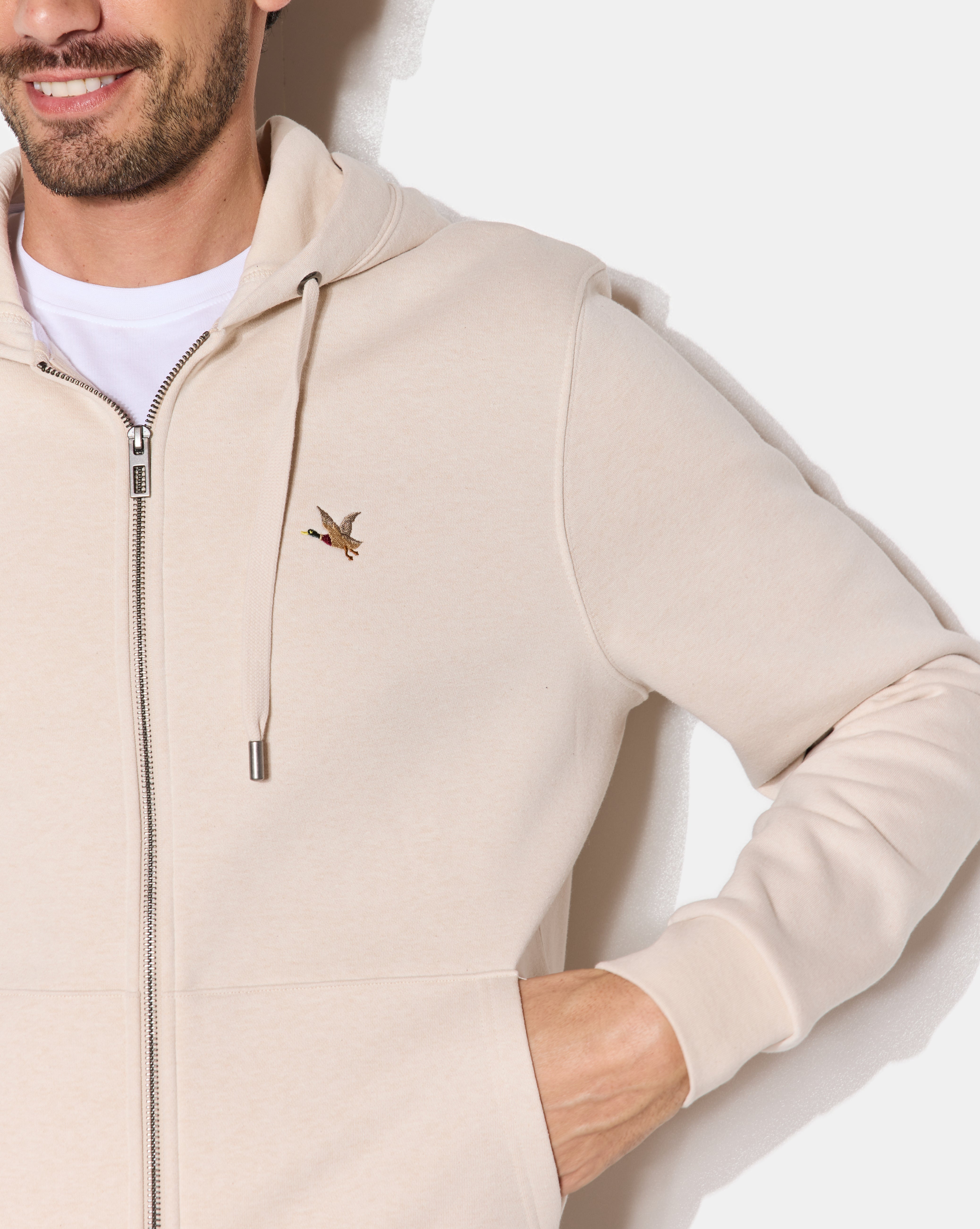 BEIGE CITY HOODED SWEATSHIRT