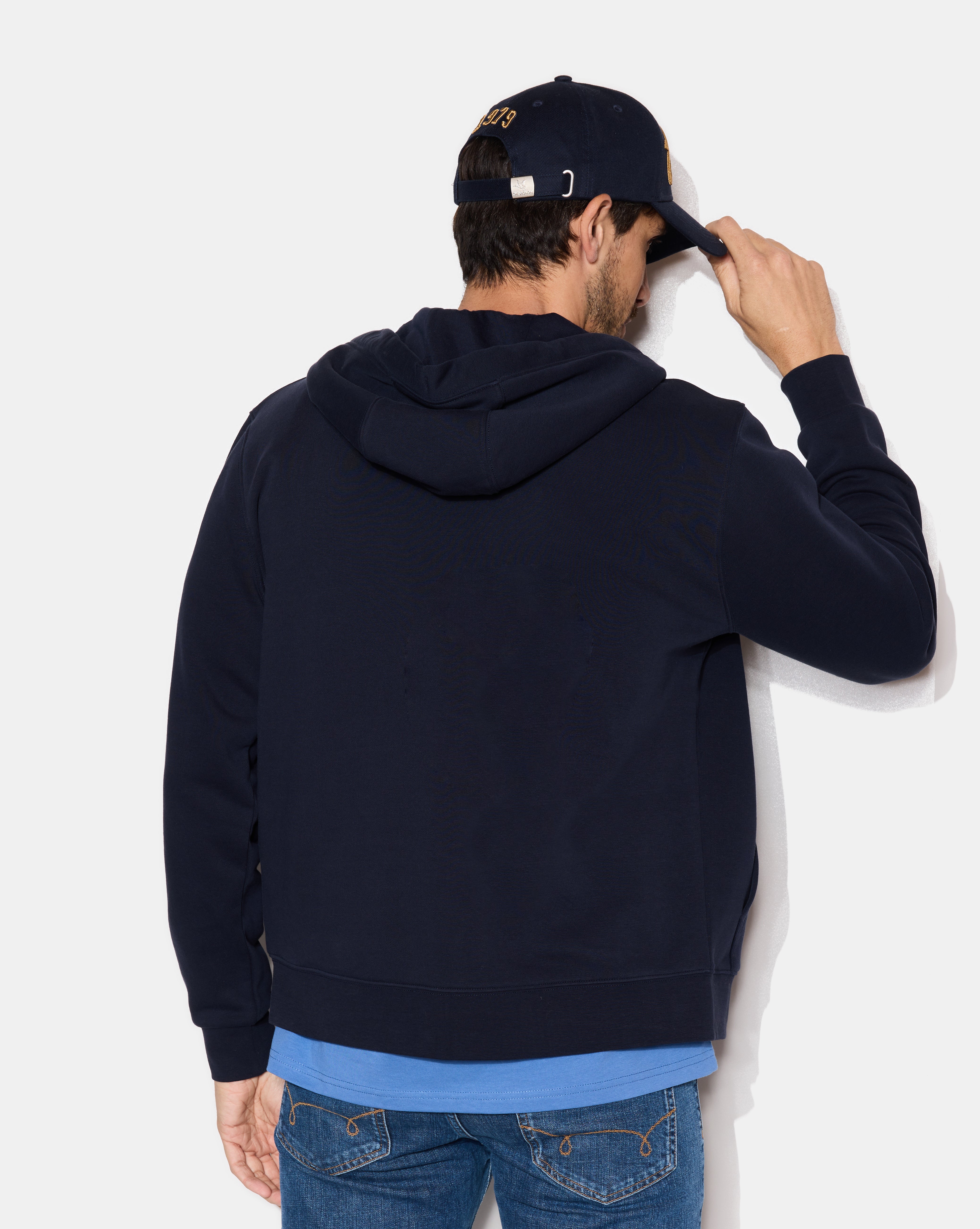 SWEATSHIRT CITY HOOD ZIPPE BLEU MARINE