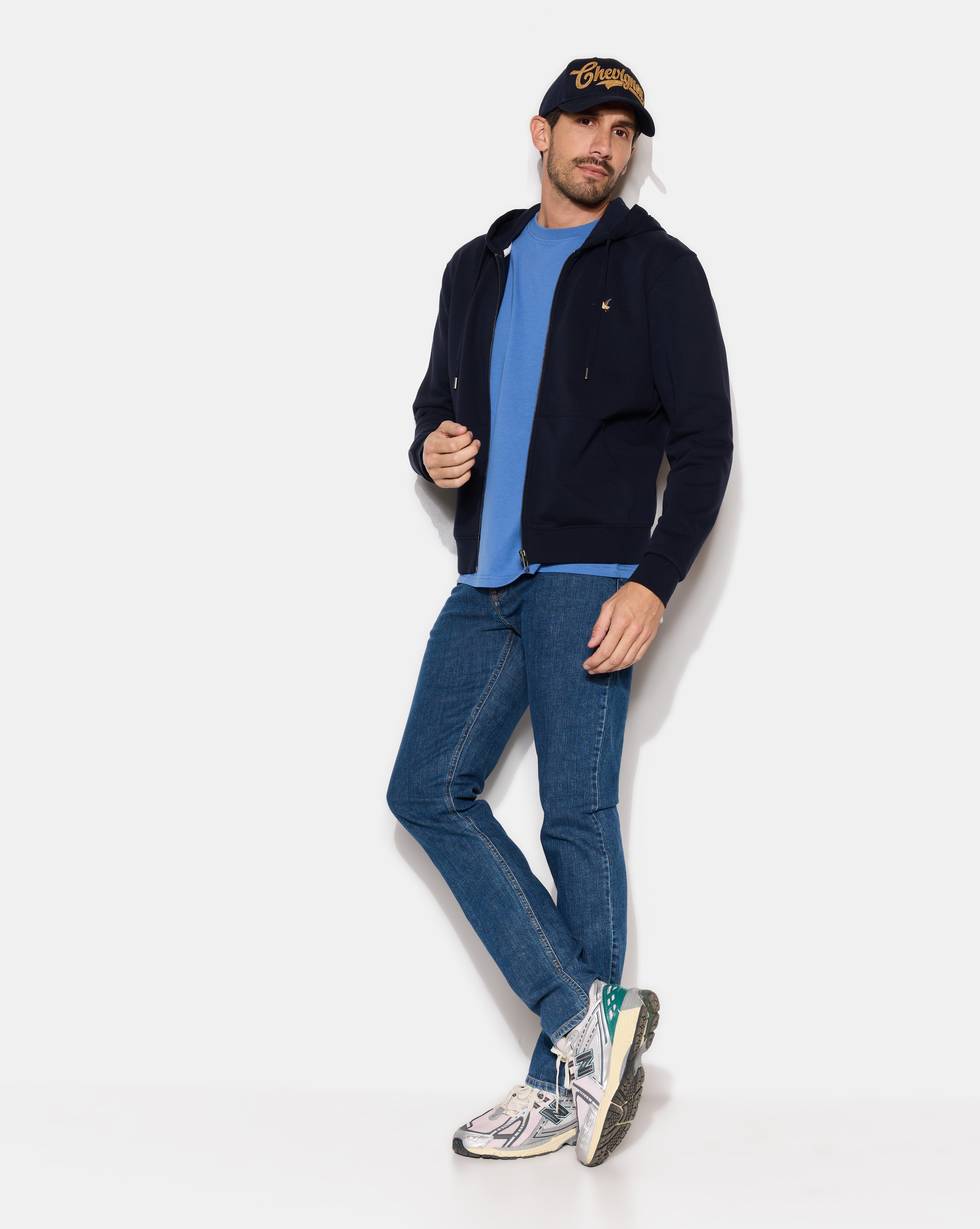 SWEATSHIRT CITY HOOD ZIPPE BLEU MARINE