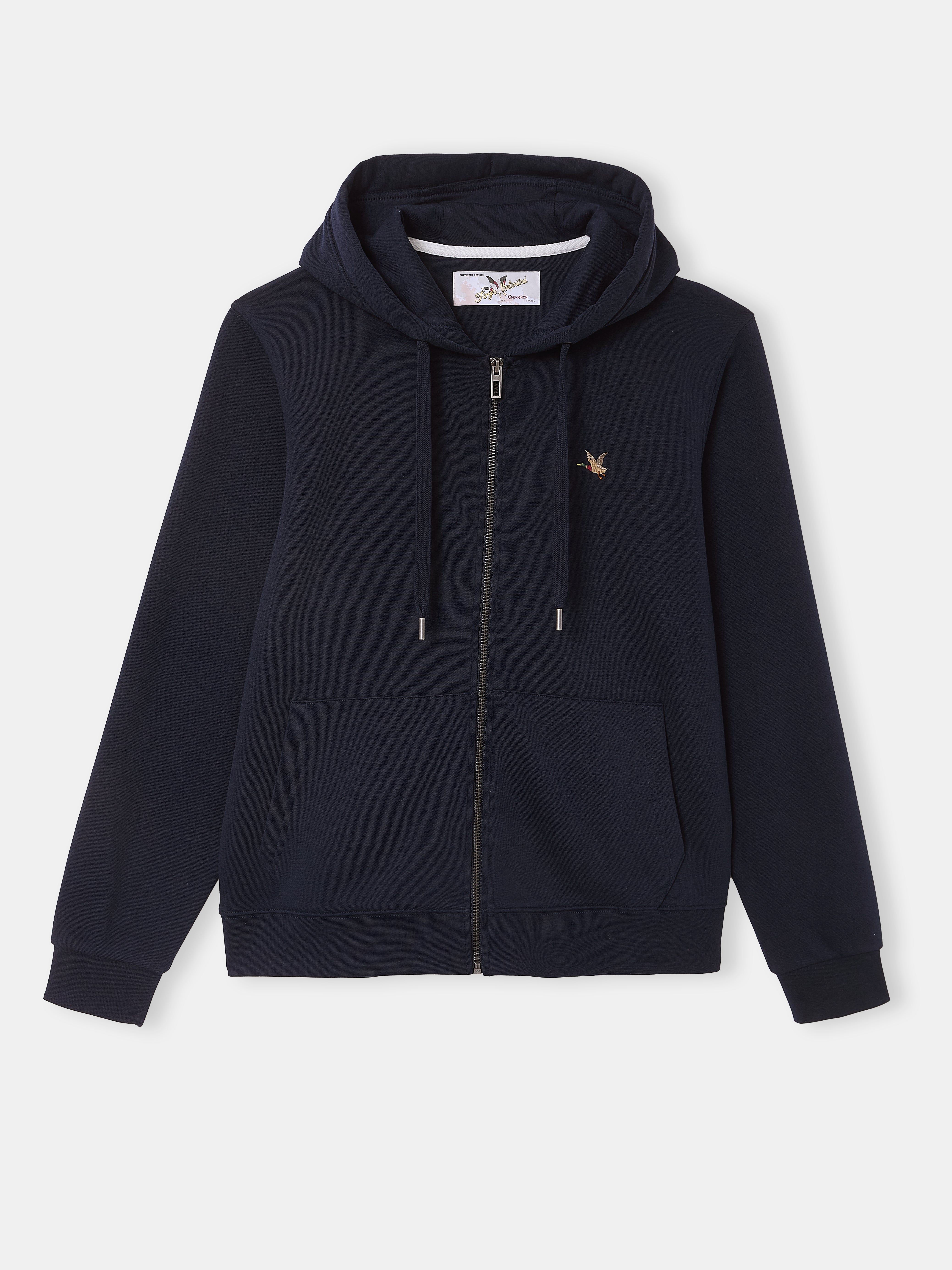 SWEATSHIRT CITY HOOD ZIPPE BLEU MARINE