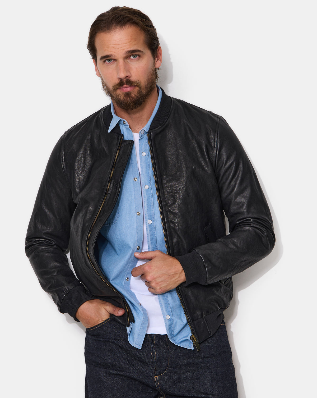 BLOUSON EN CUIR EMBER NOIR