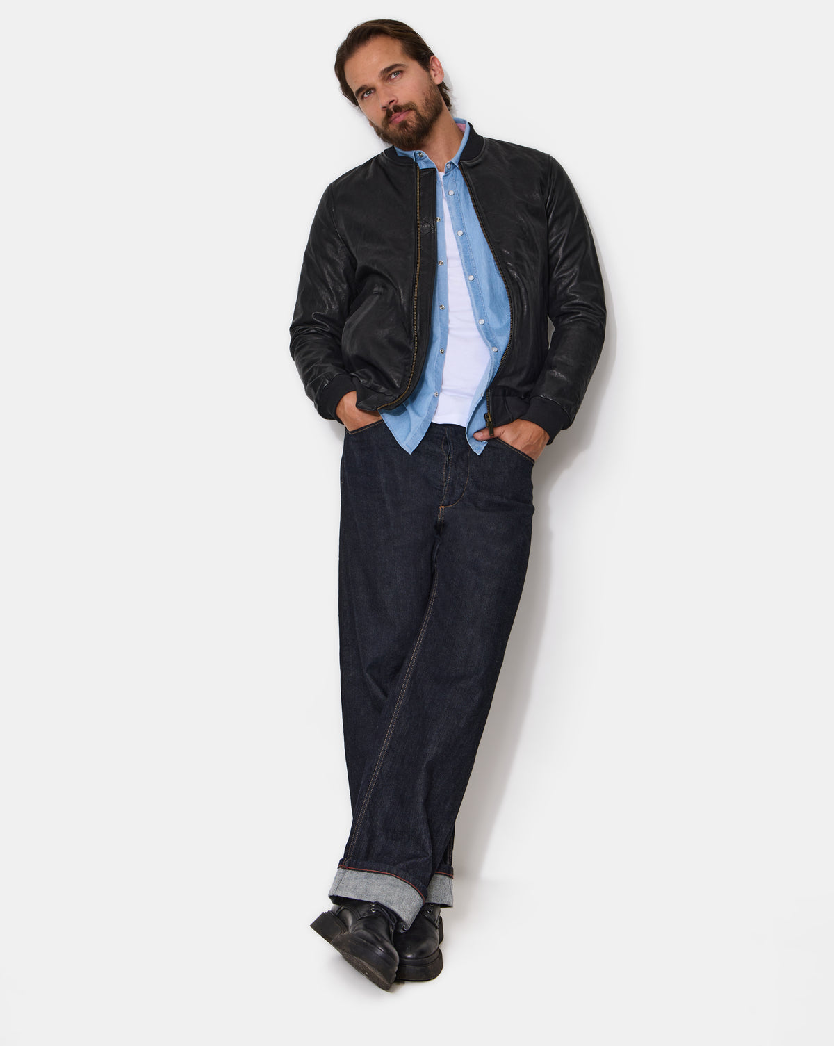 BLOUSON EN CUIR EMBER NOIR