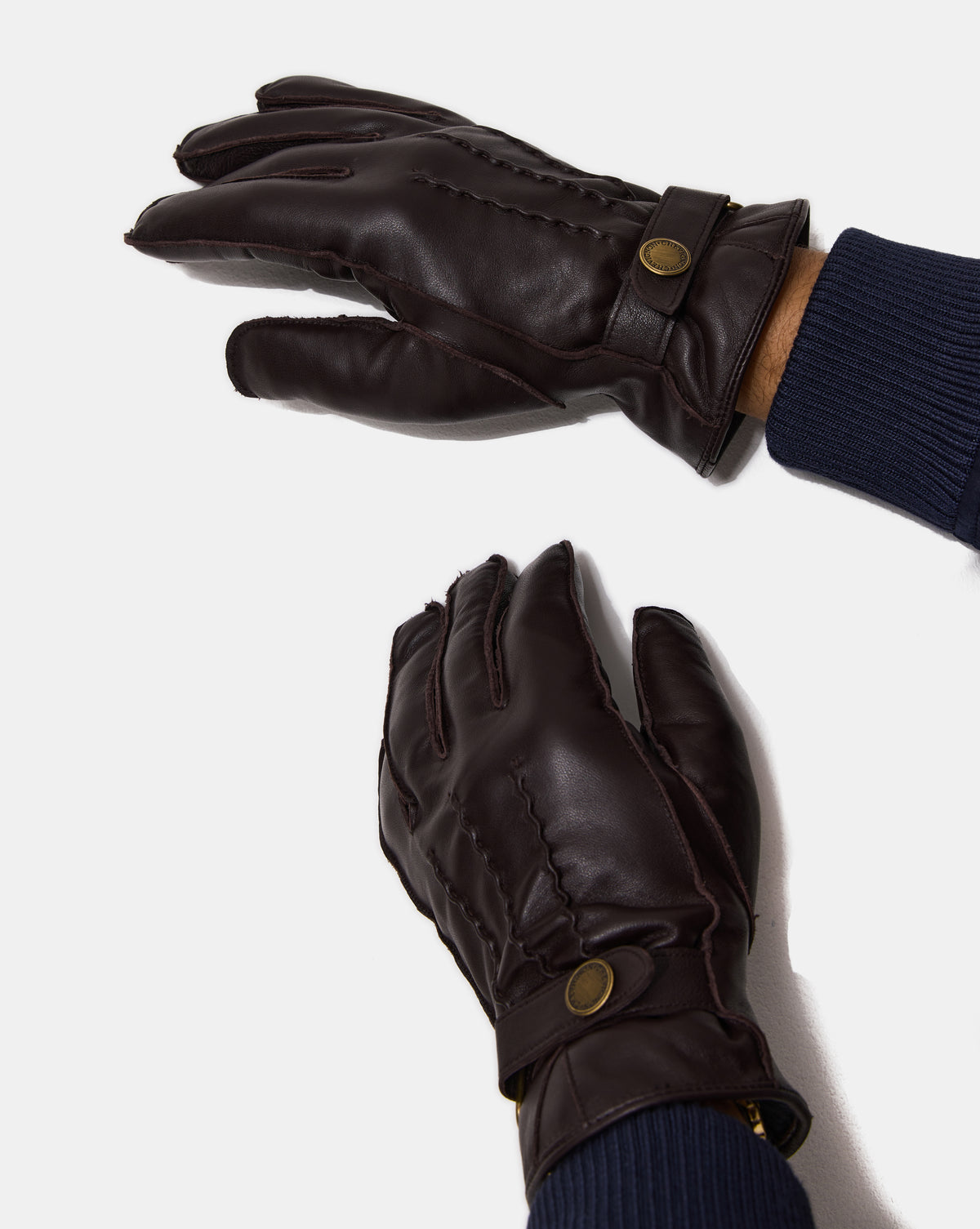 GANTS 3 PLIS EN CUIR MARRON