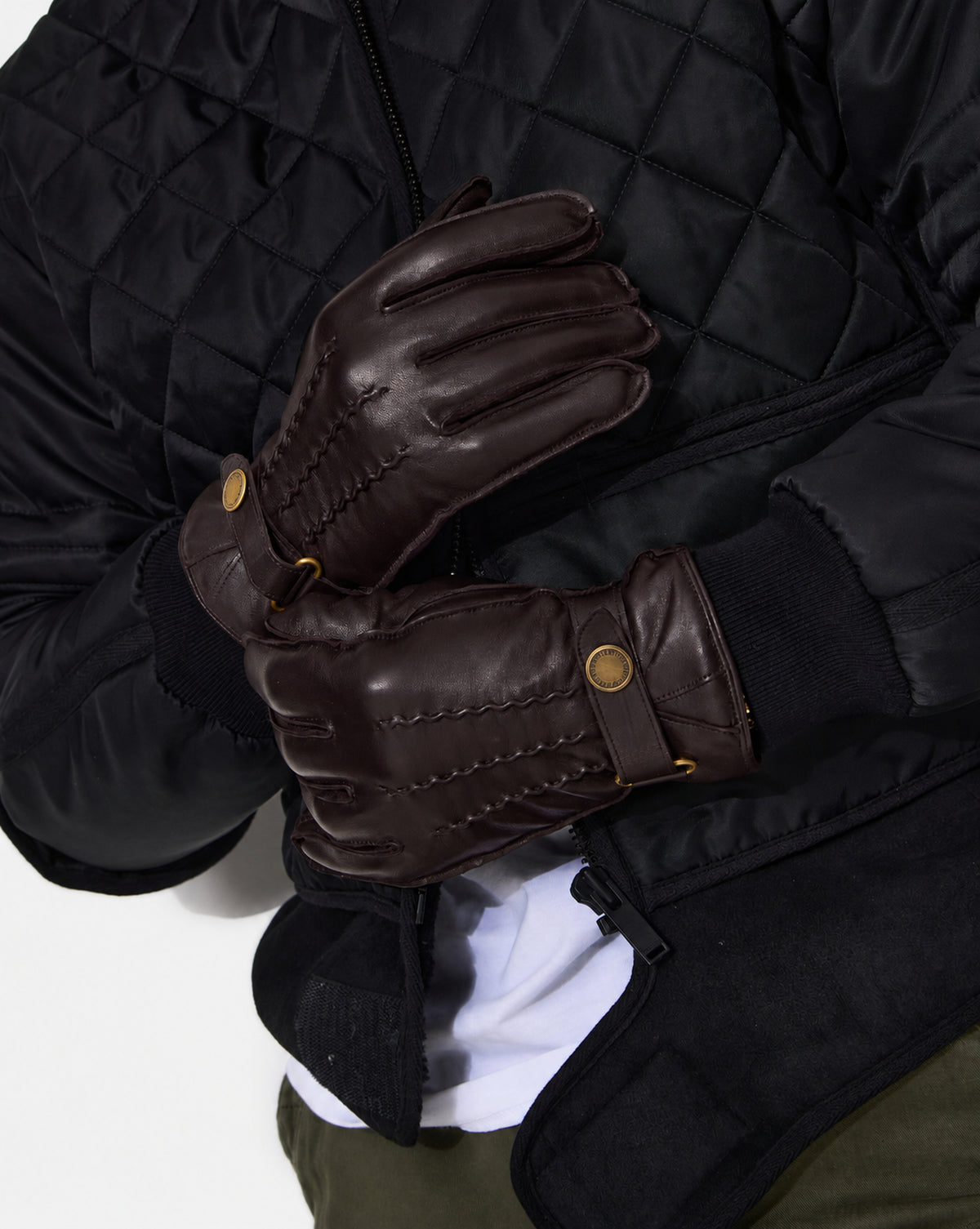3-PLY BROWN LEATHER GLOVES