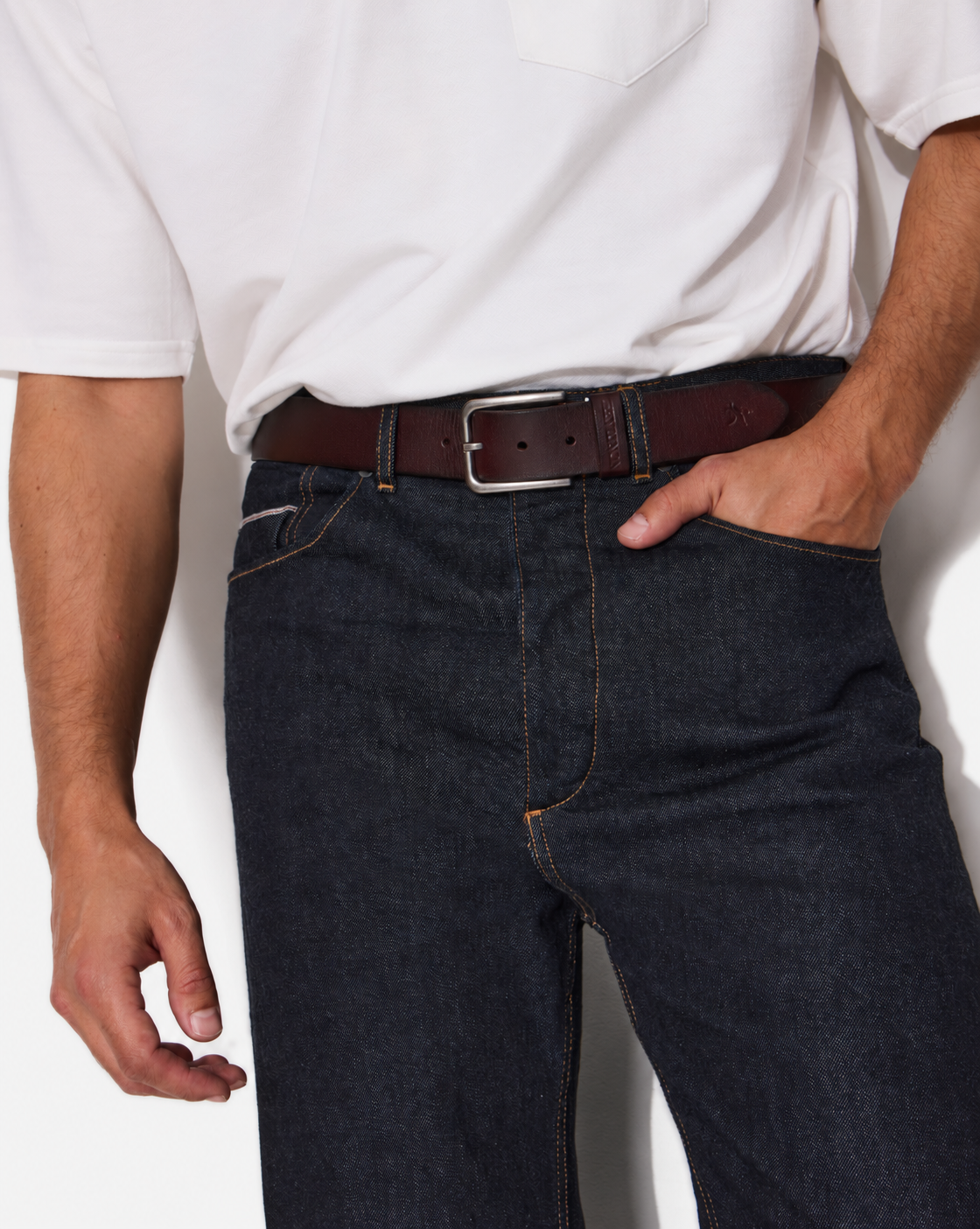 CEINTURE EN CUIR BUFFALO BELT MARRON