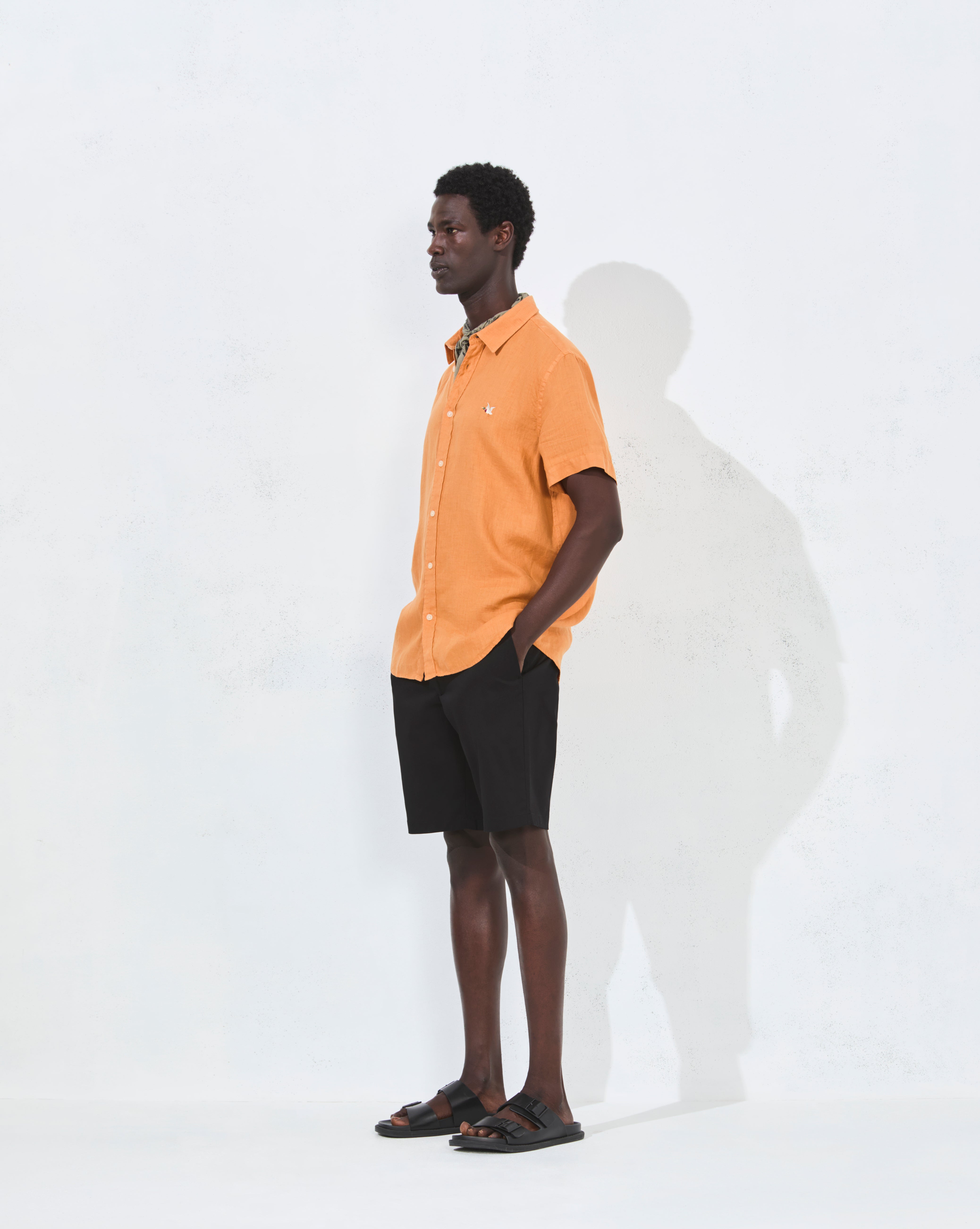 CHEMISE ORLANDO EN LIN ORANGE