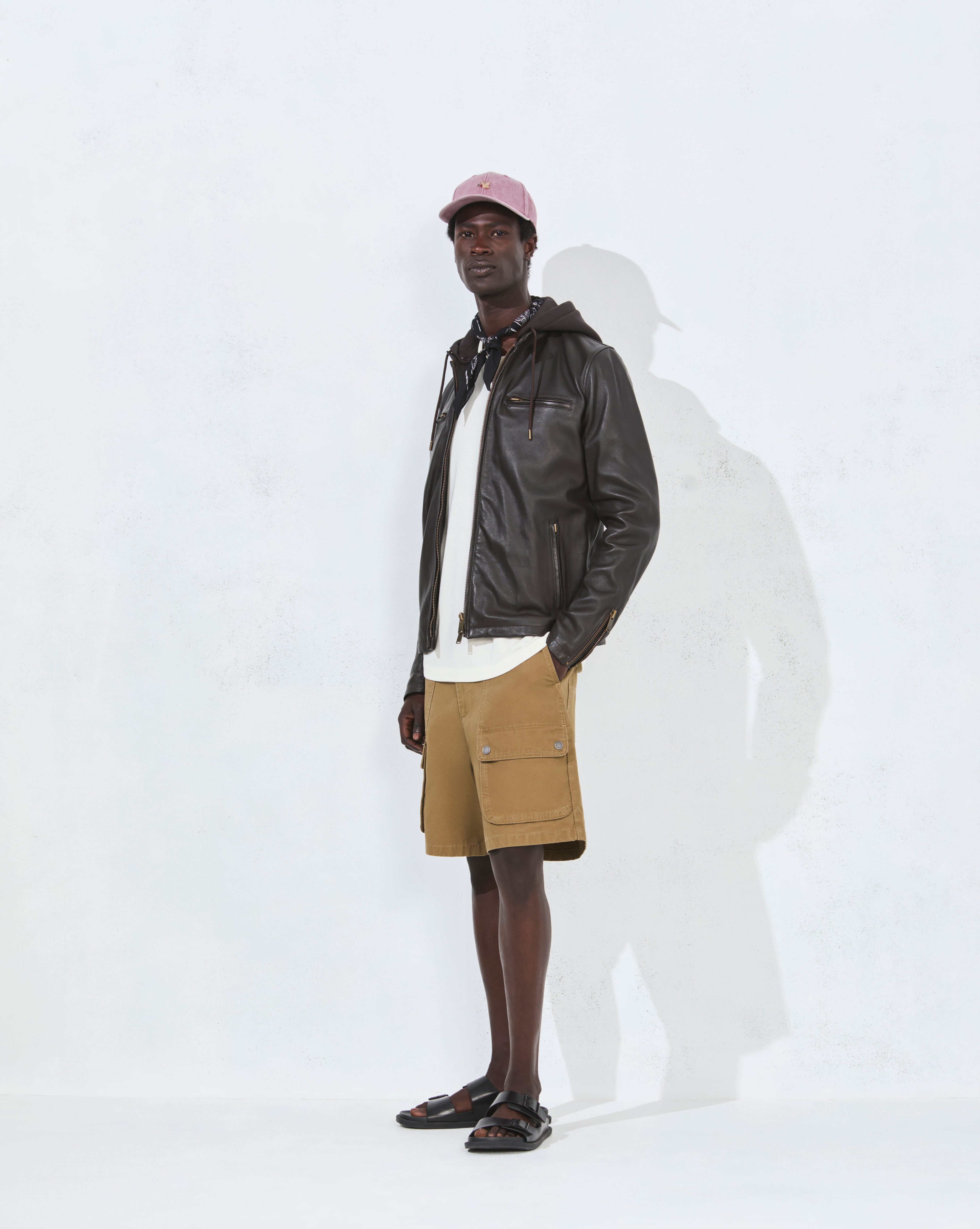 BLOUSON EN CUIR WHEEL MARRON