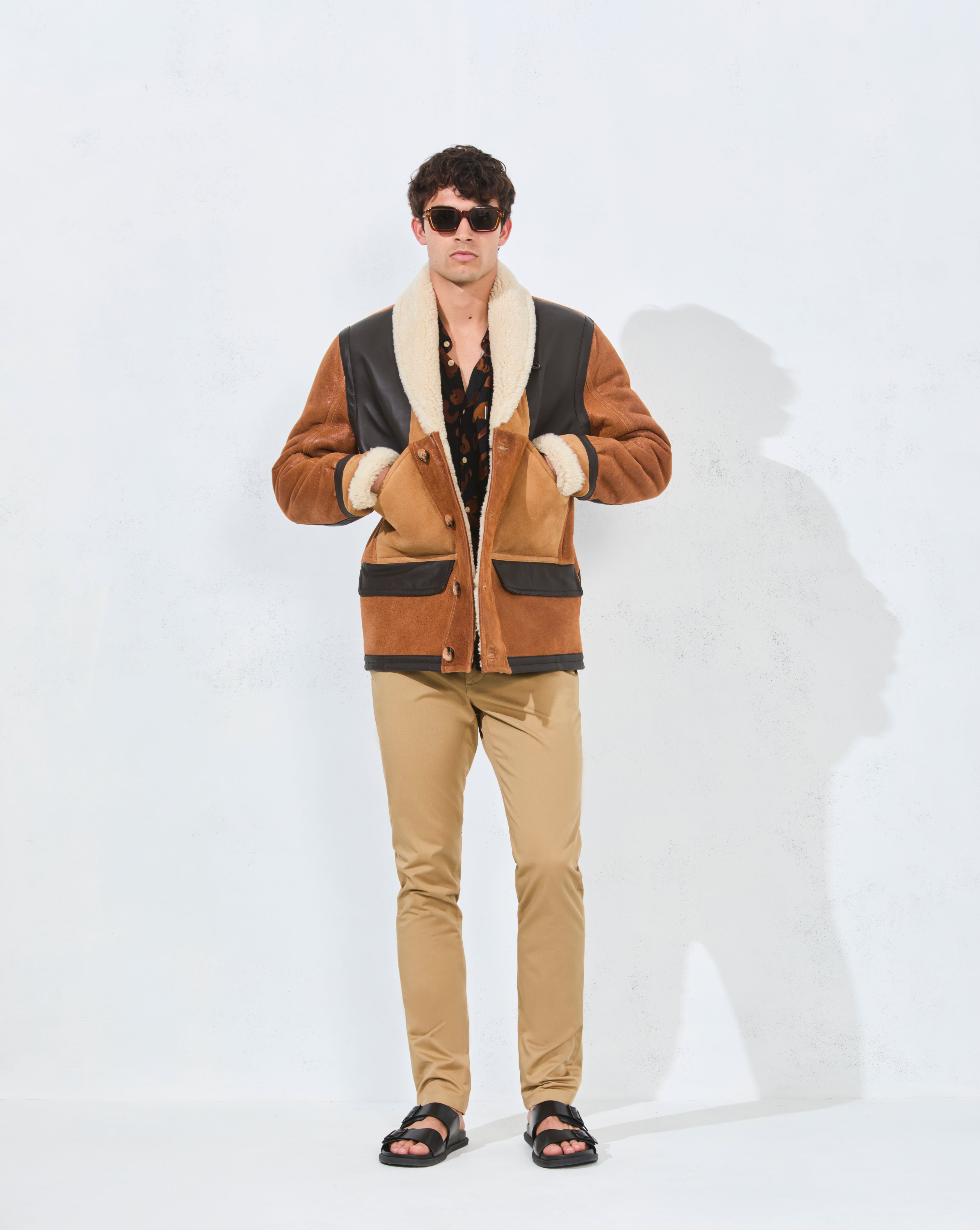 VESTE CAMERAMAN CUIR MARRON