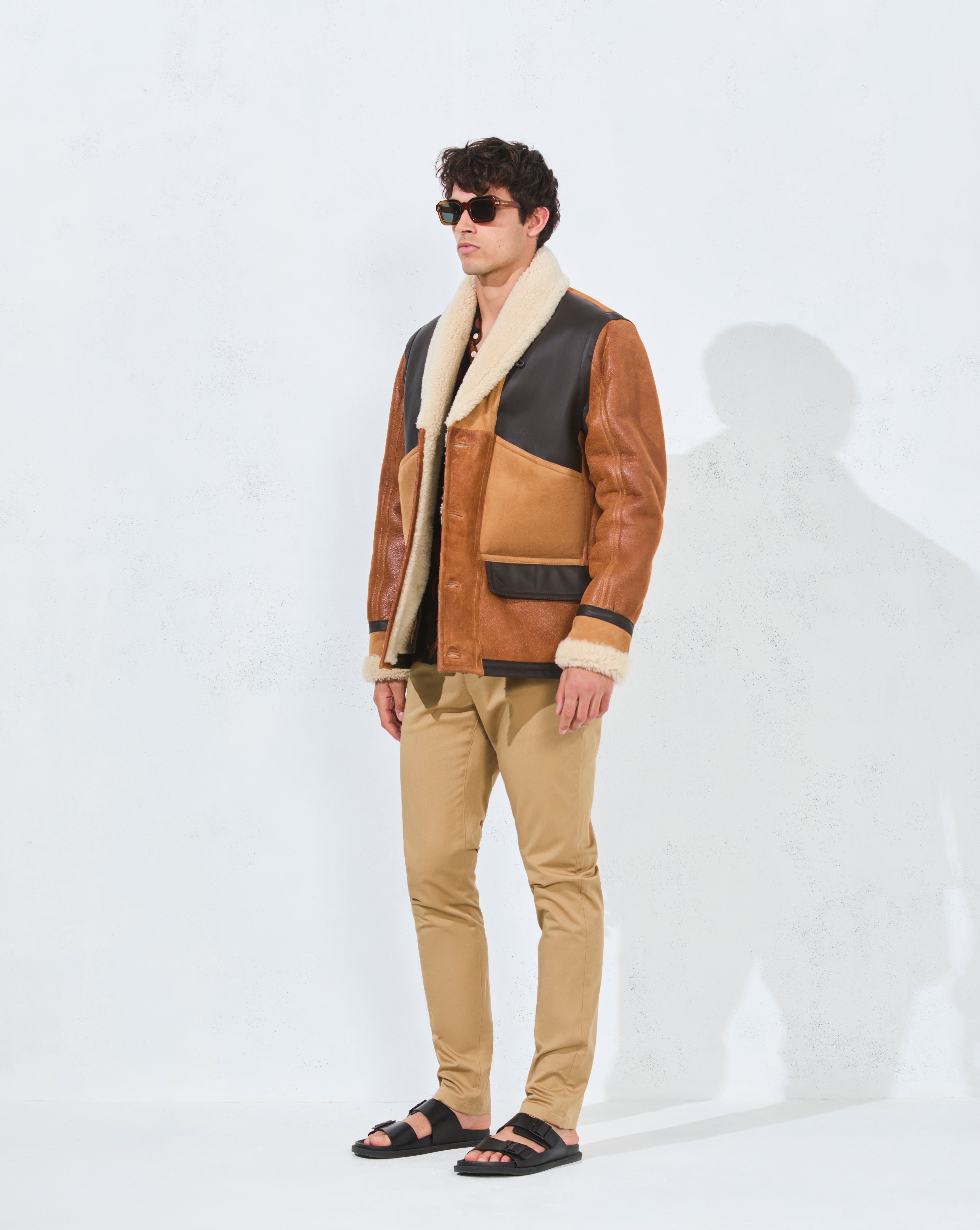 VESTE CAMERAMAN CUIR MARRON