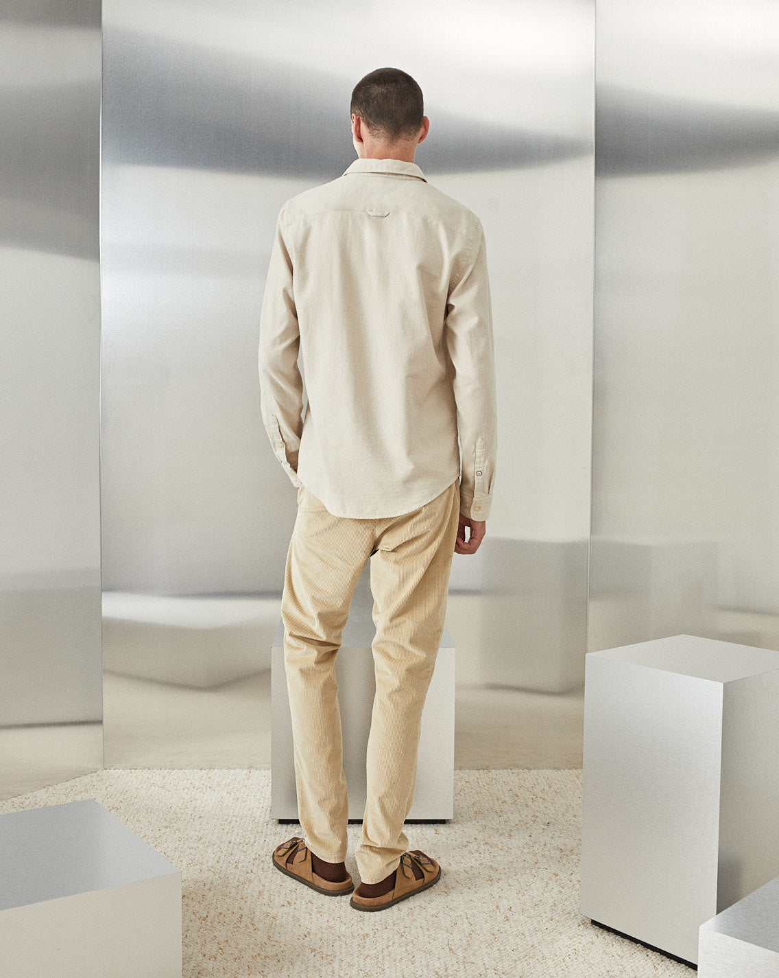 DUCK BEIGE VELVET CHINO TROUSERS